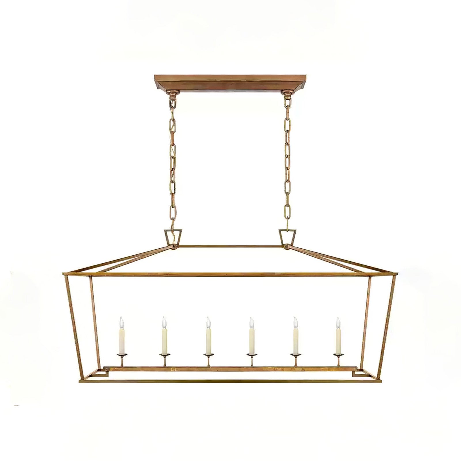 Gold Rectangular Lantern Linear Chandelier - Cueteks
