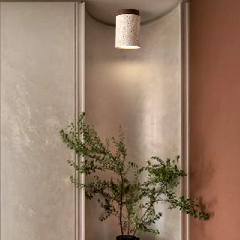 Wood and Stone Modern Flush Mount Light - Cueteks