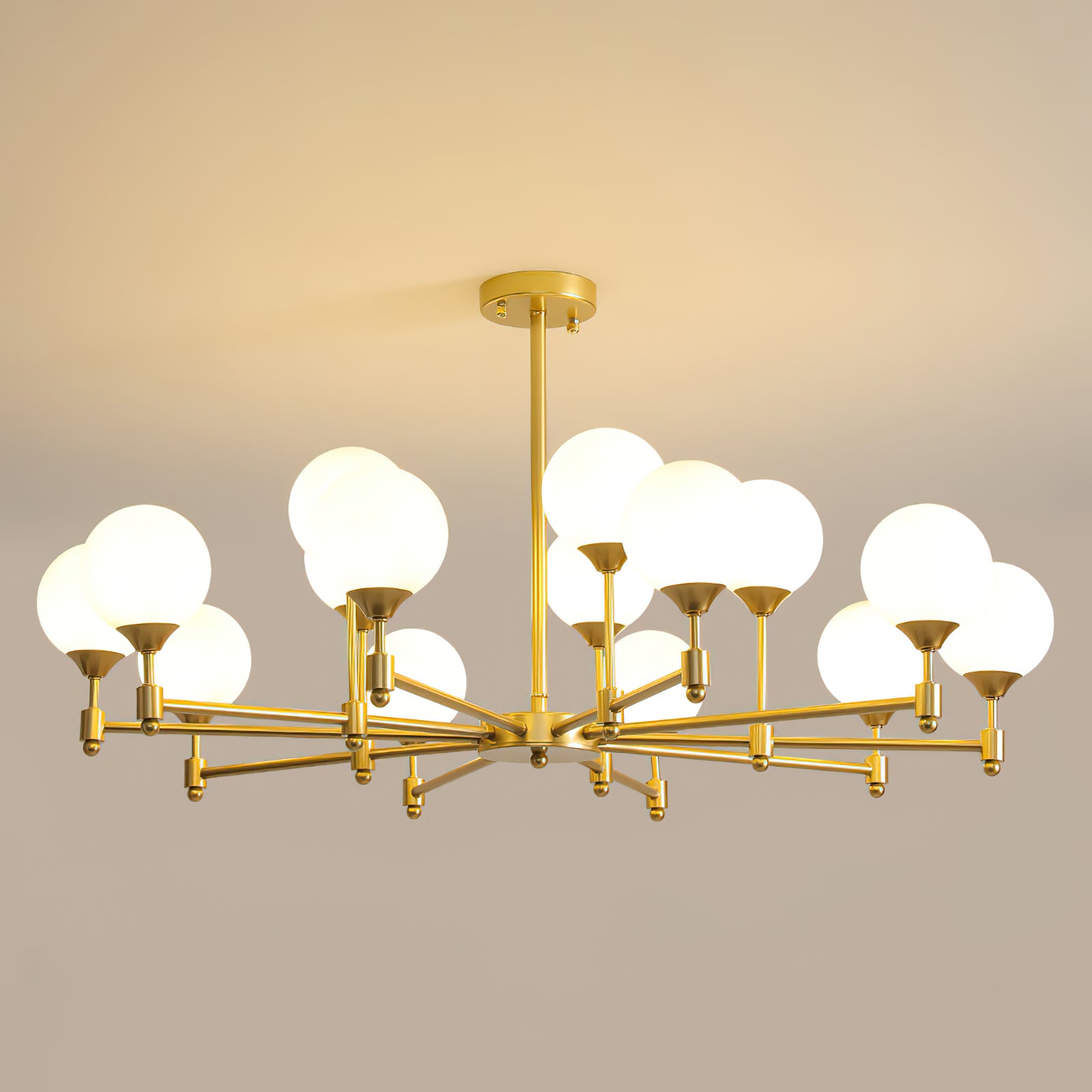 Brass Globe Mid-Century Modern Chandelier - Cueteks