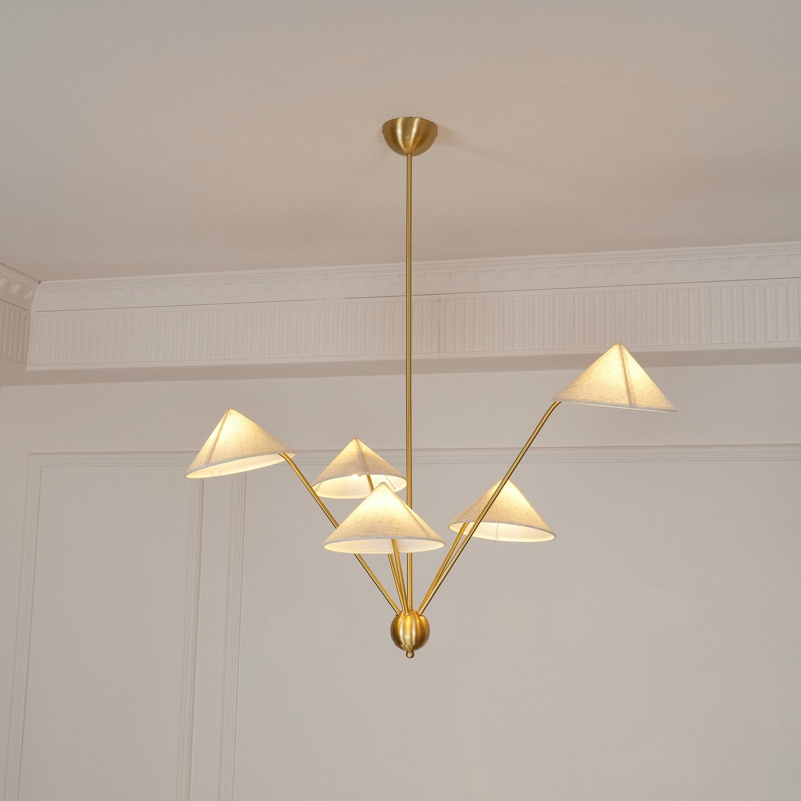 5-Arm Fabric Cone Chandelier - Cueteks