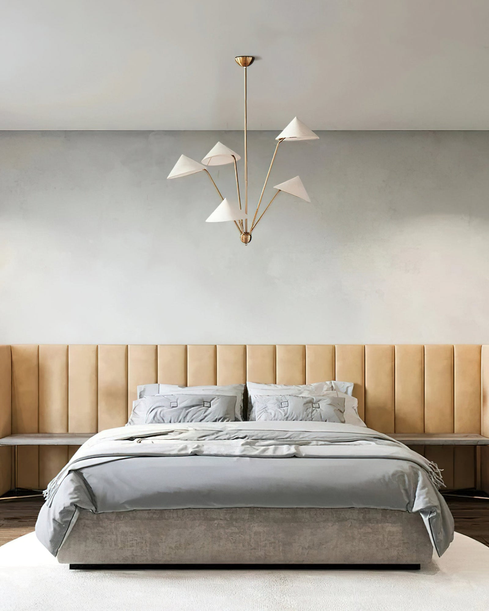 5-Arm Fabric Cone Chandelier - Cueteks