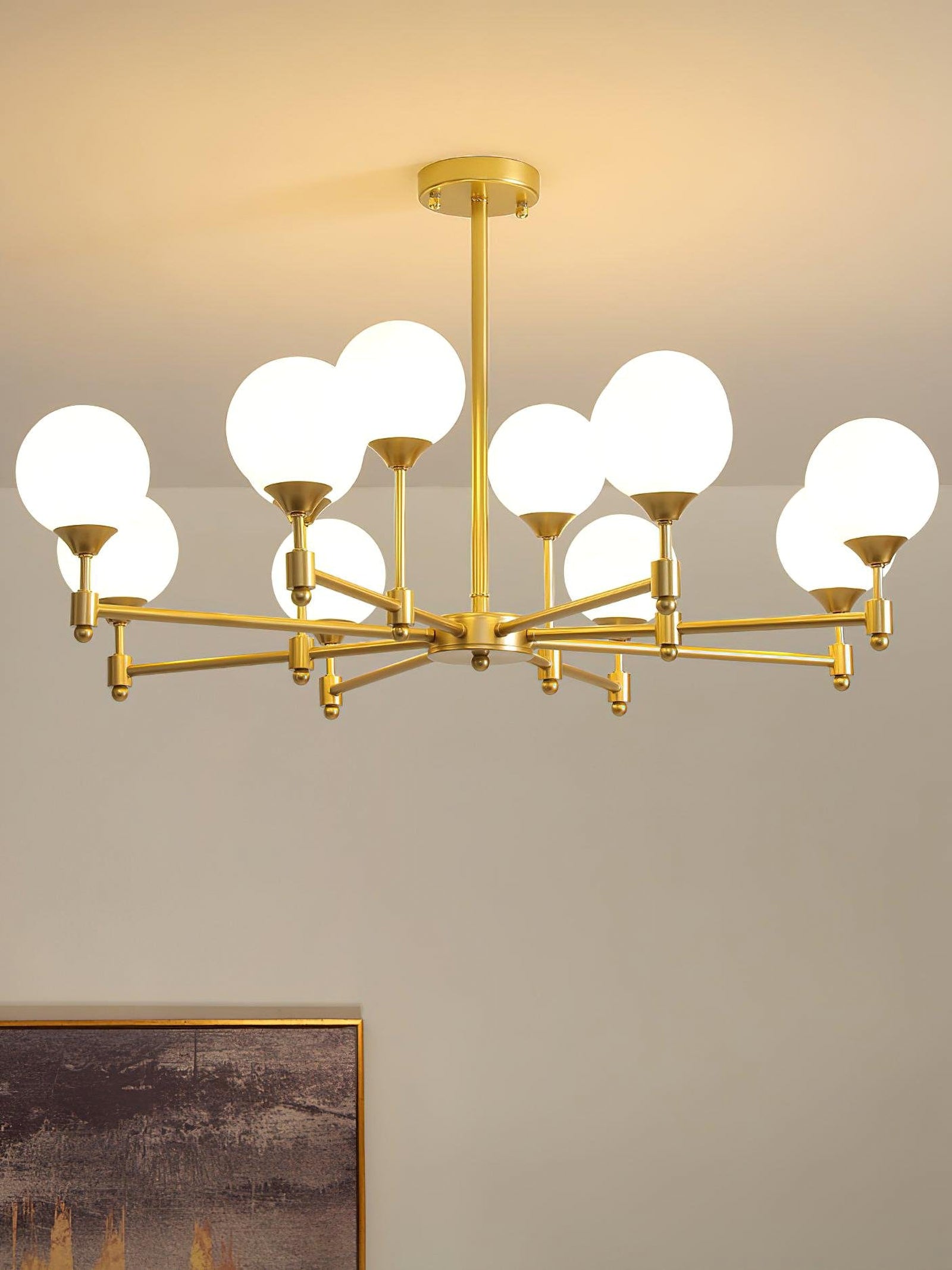Brass Globe Mid-Century Modern Chandelier - Cueteks