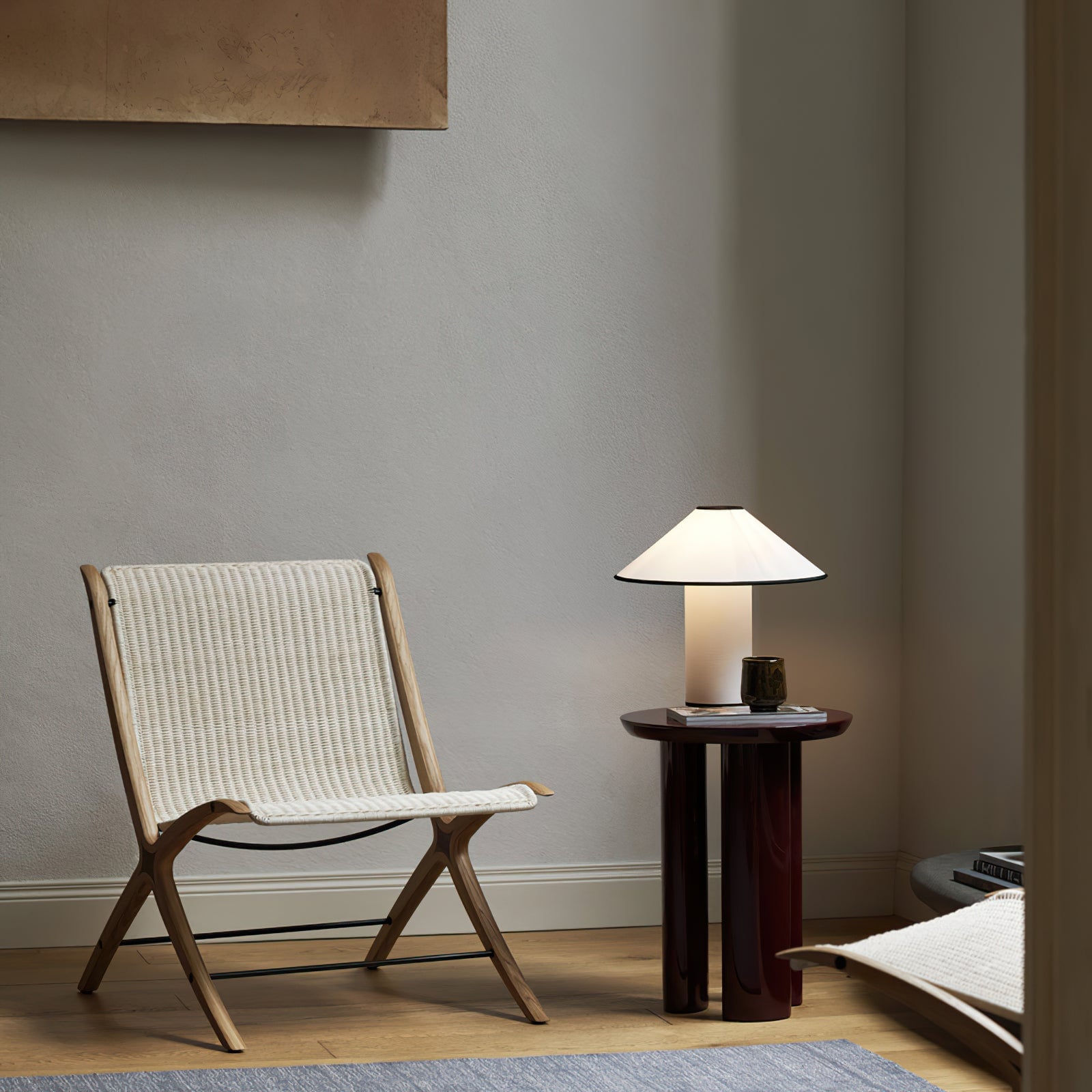 Red Trim Cone Shade Table Lamp - Cueteks