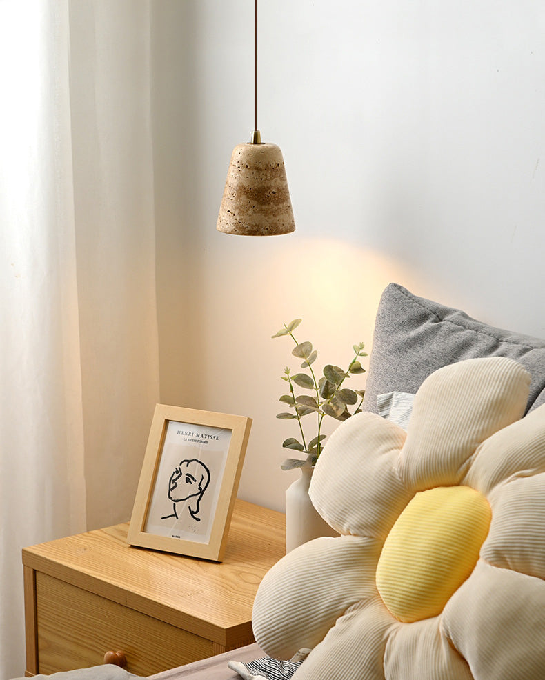 Yellow Travertine Cone Chandelier - Cueteks