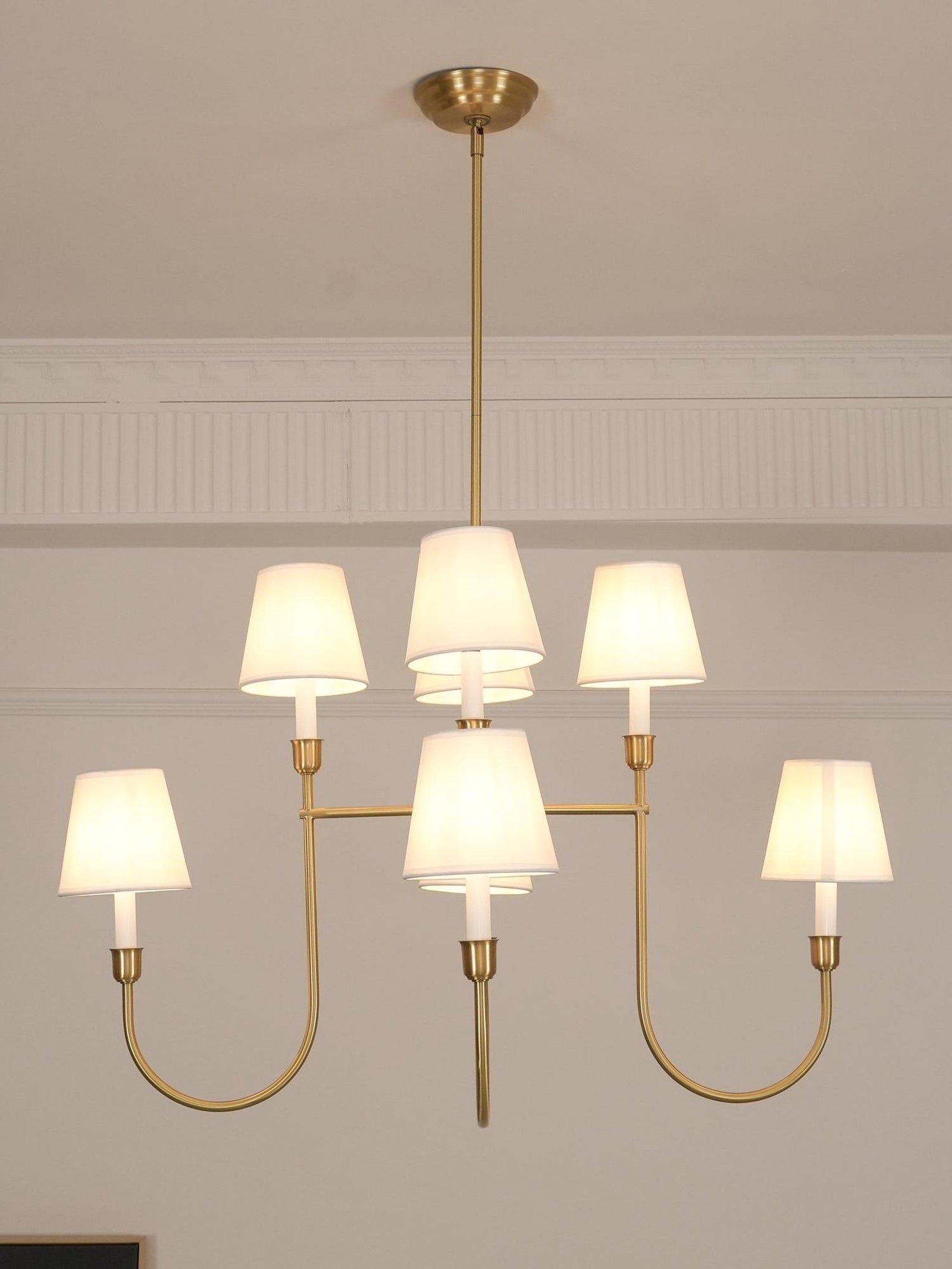 Vendome Gold Fabric Shade Chandelier - Cueteks