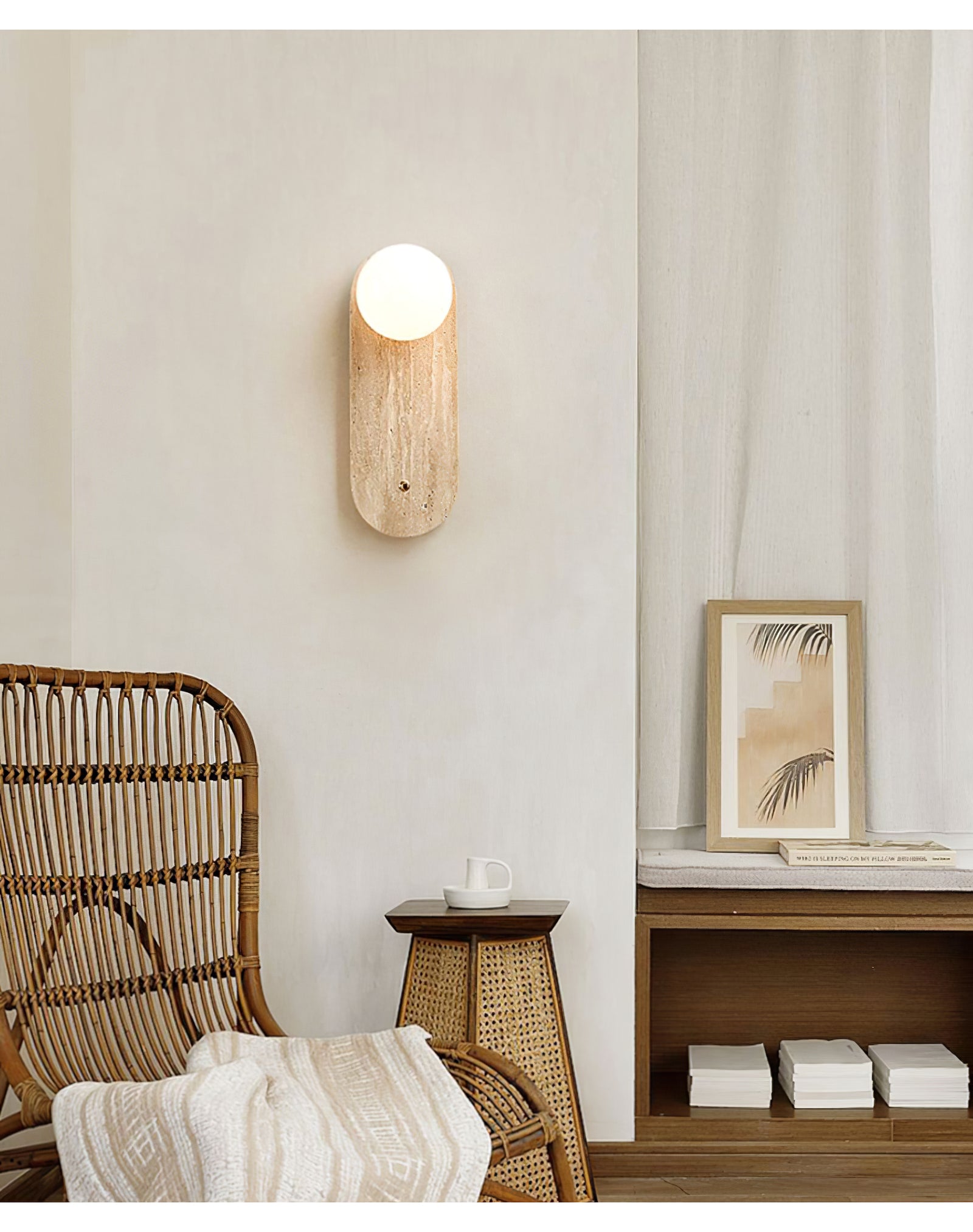 Yellow Oval Travertine Wall Sconce - Cueteks
