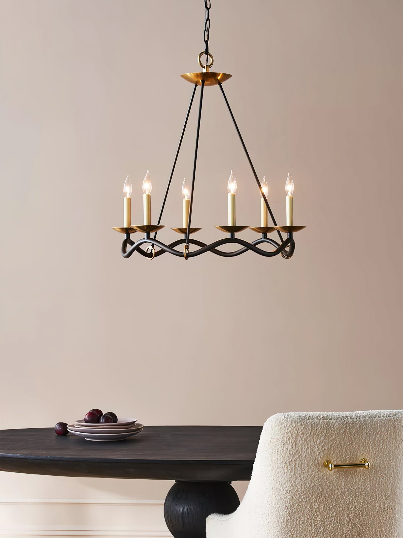 Wavy Arm Candle Chandelier - Cueteks