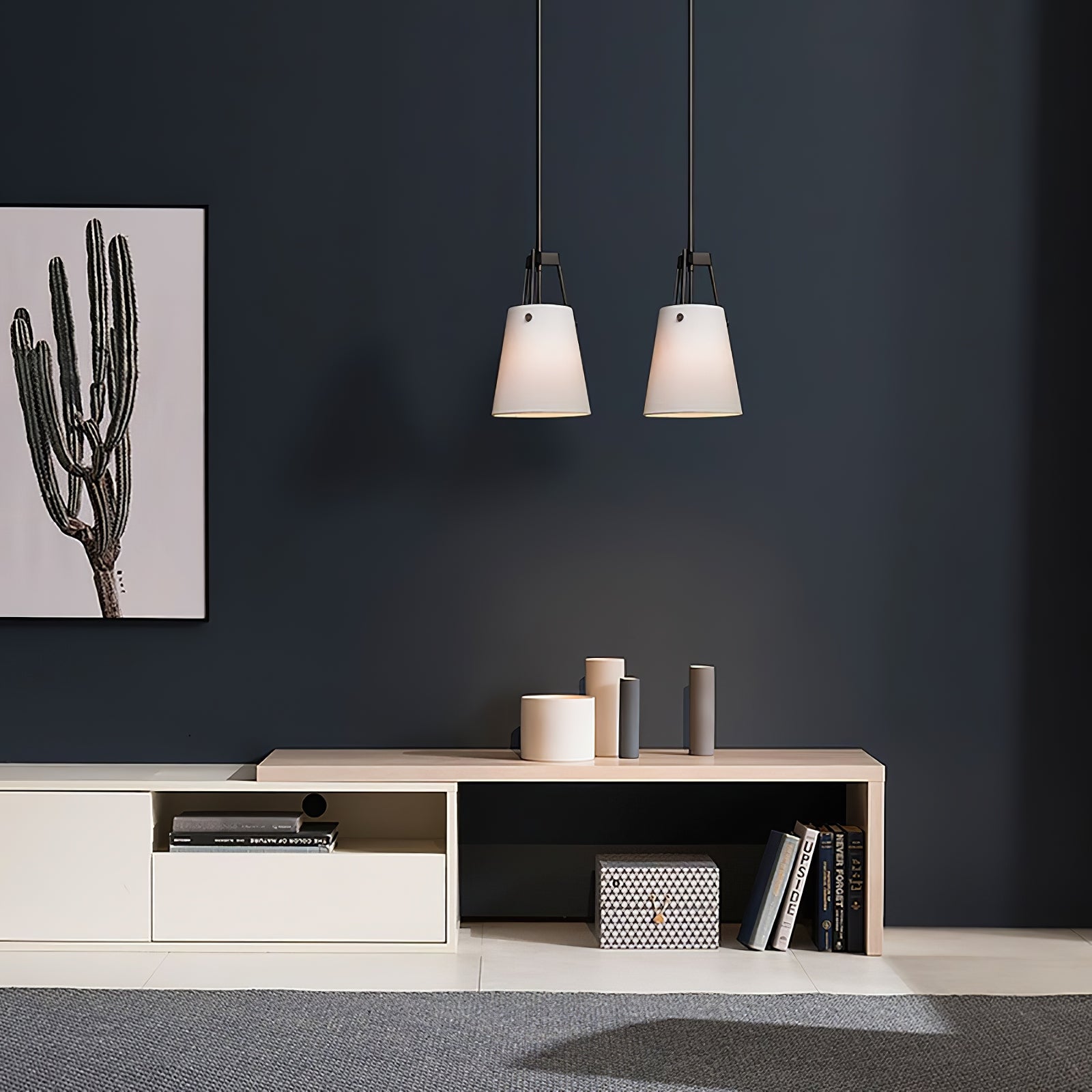Modern Fabric Shade Corniche Pendant Lamp - Cueteks