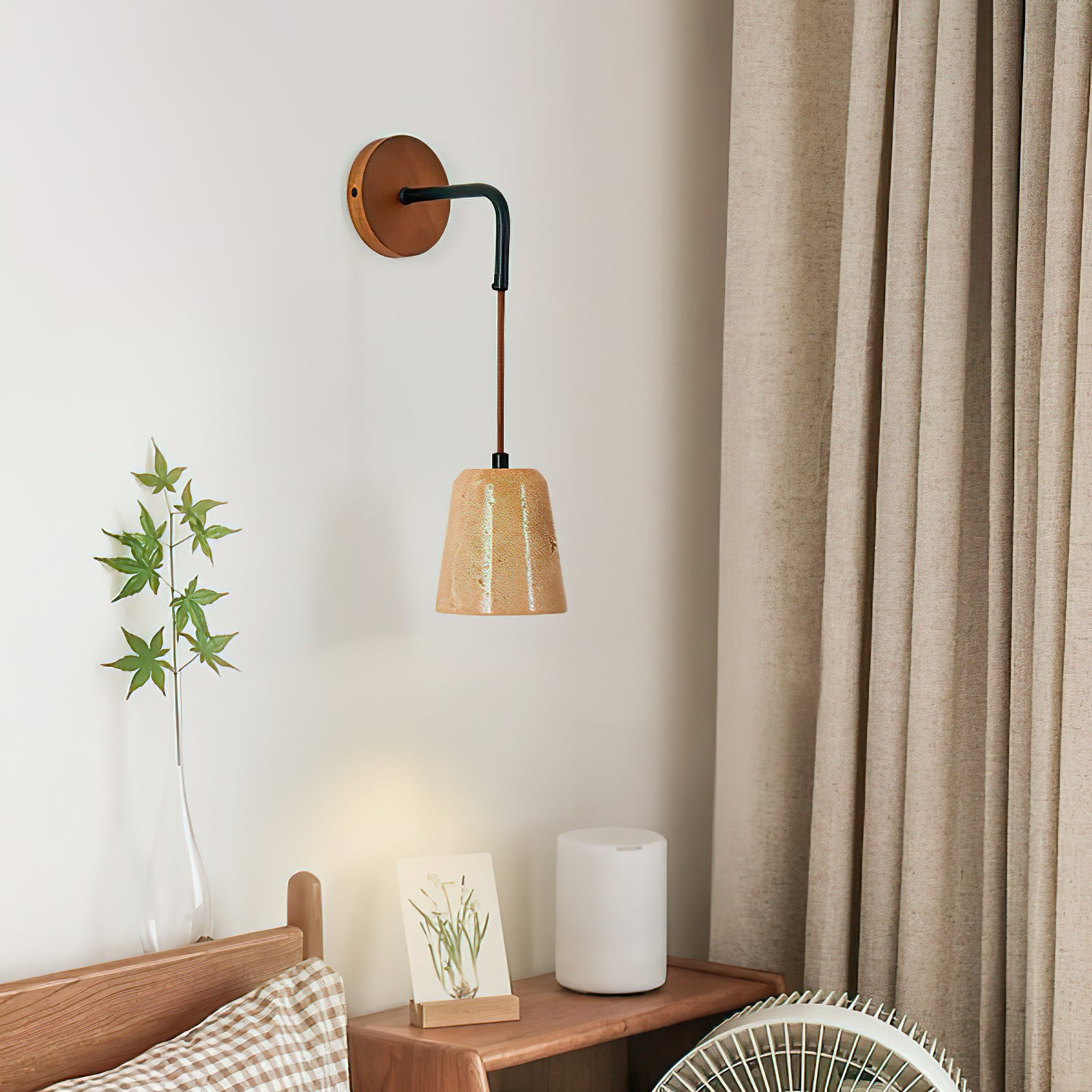 Yellow Travertine Disc Base Wall Lamp - Cueteks
