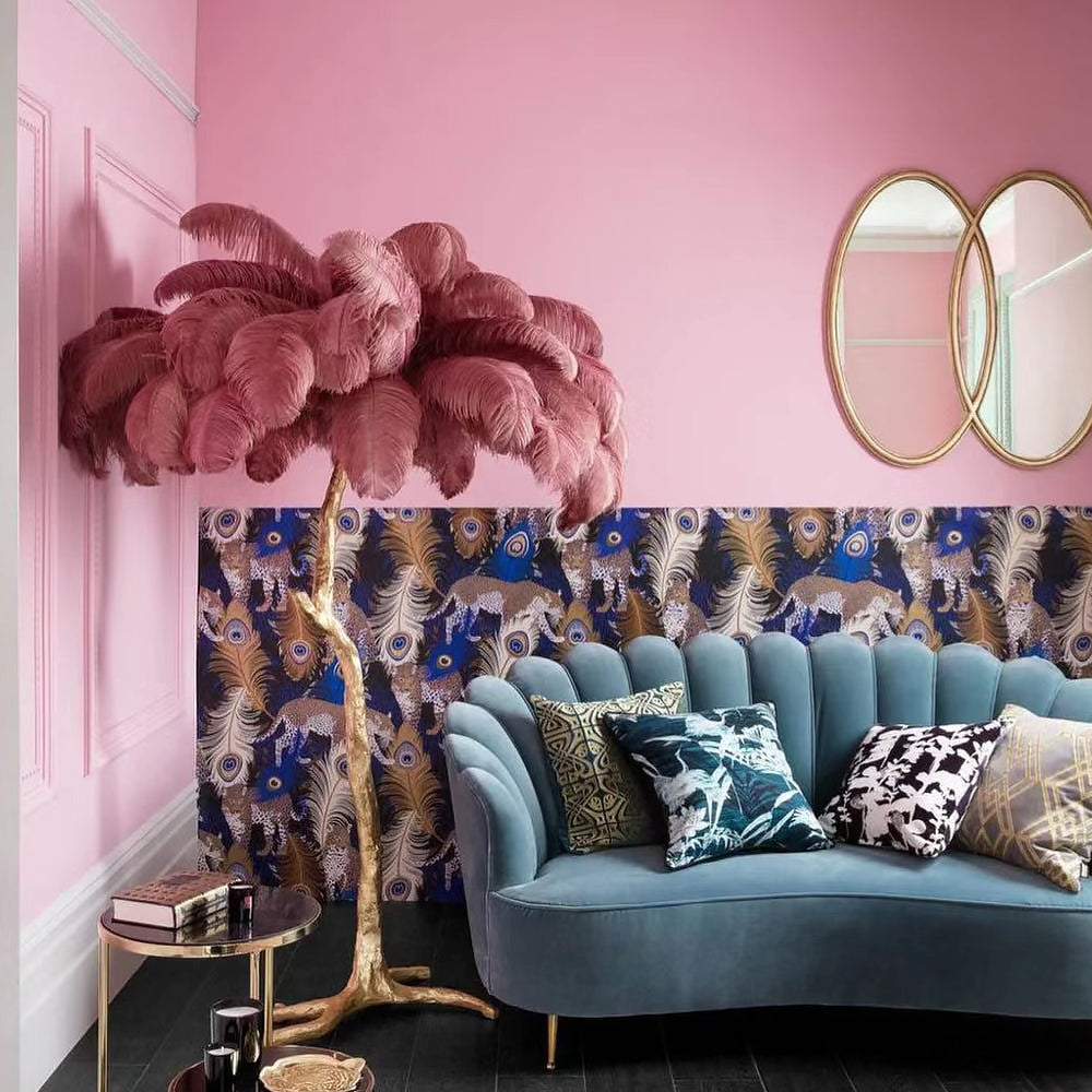 Colorful Ostrich Feather Floor Lamp - Cueteks