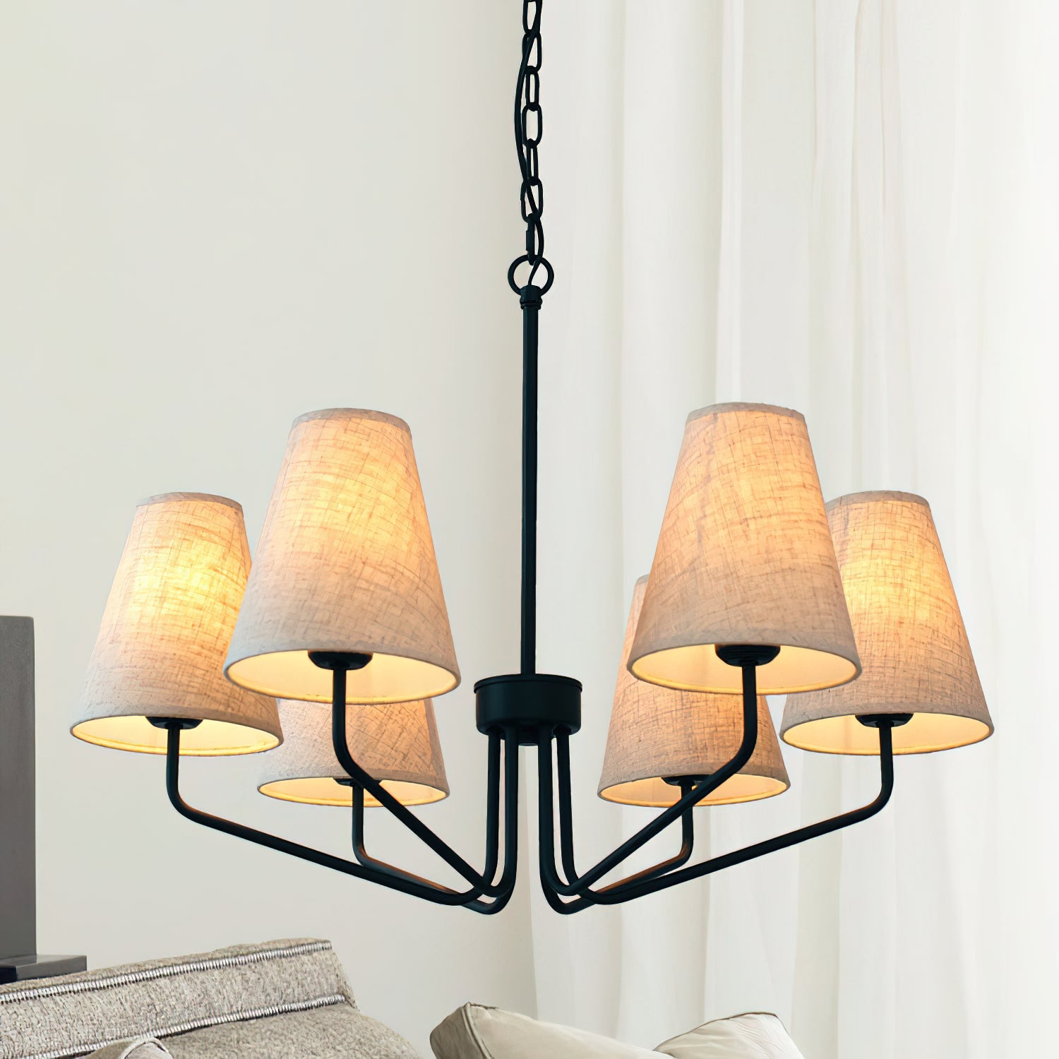 Fabric Conical Hanging Chandelier - Cueteks