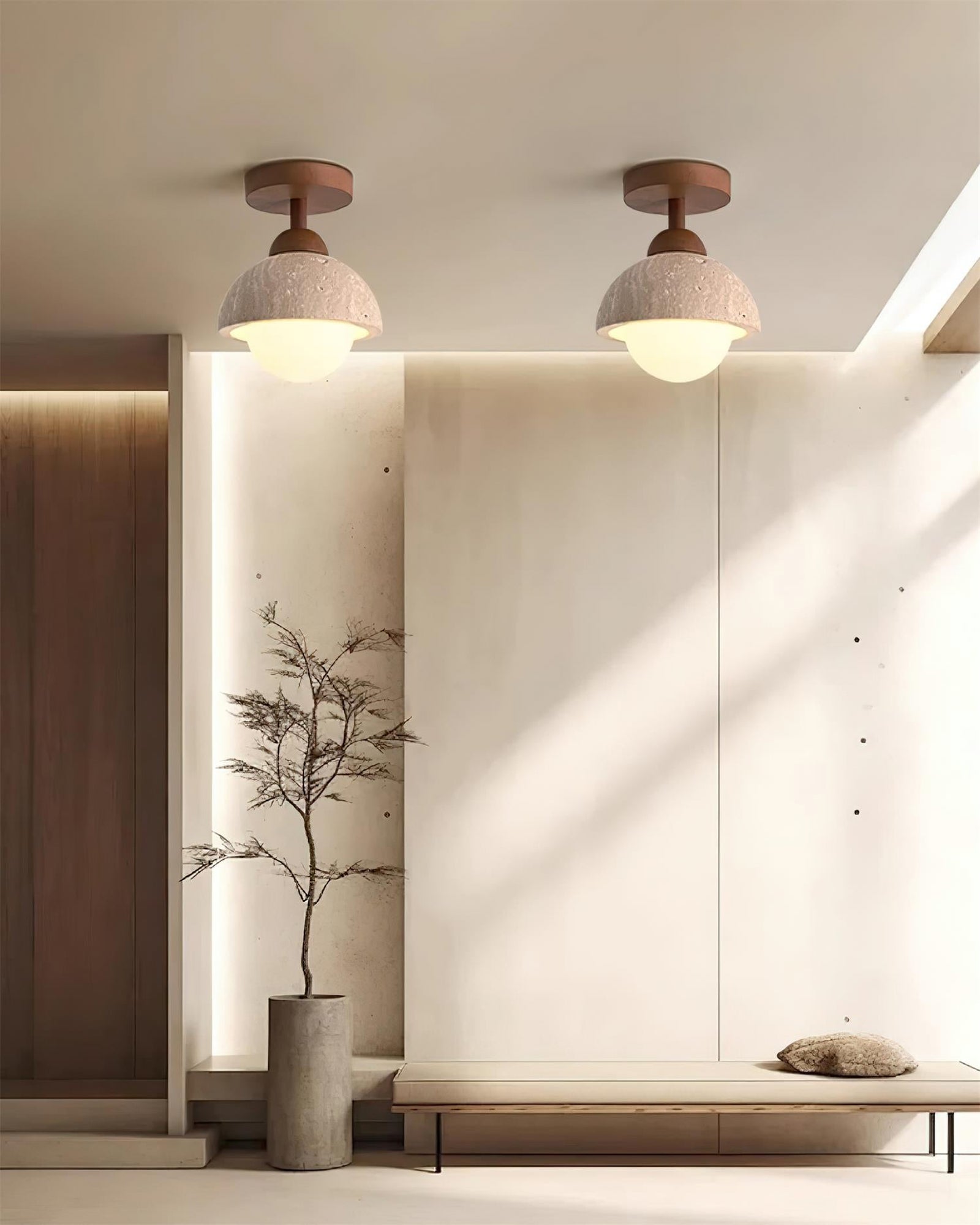 Travertine Flush Mount Ceiling Light - Cueteks