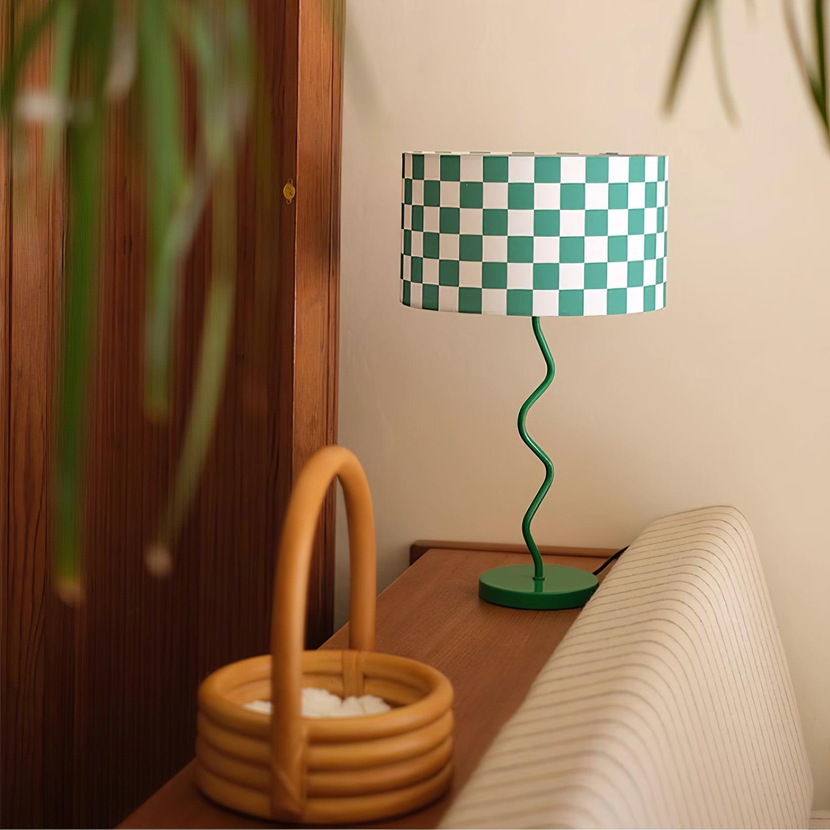 Green Grid Modern Table Lamp - Cueteks