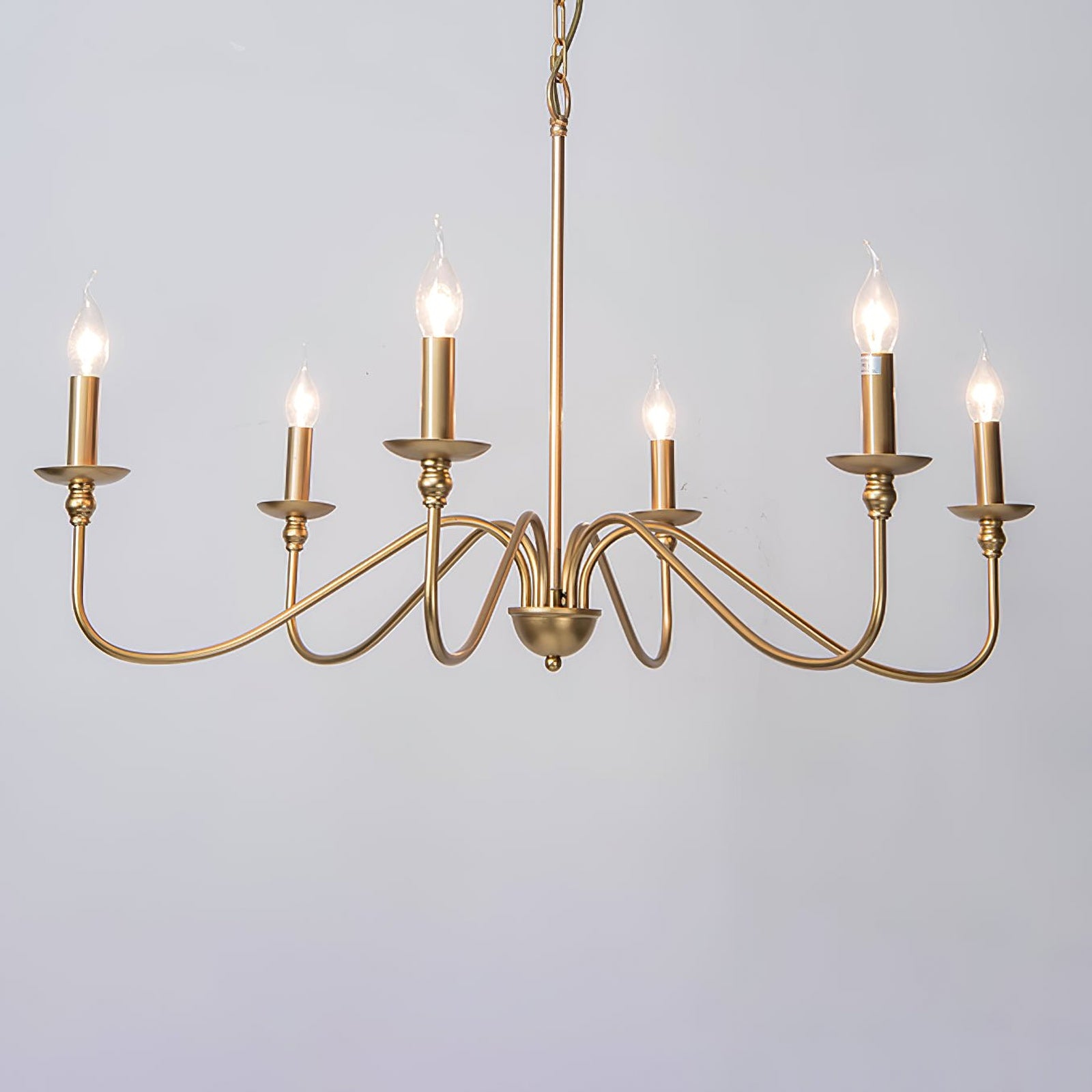 Classic Brass 6-Light Candle Chandelier - Cueteks
