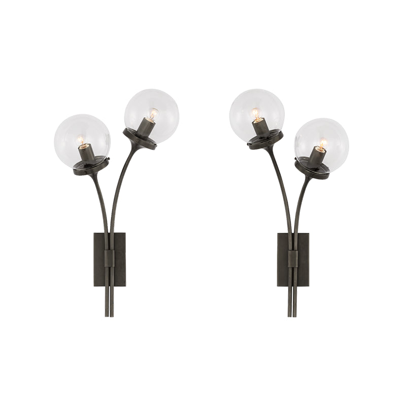 Antique Black Clear Glass left-and-right sconce set