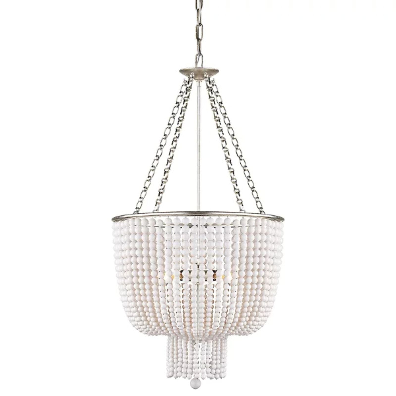 White Beaded Jacqueline Chandelier - Cueteks