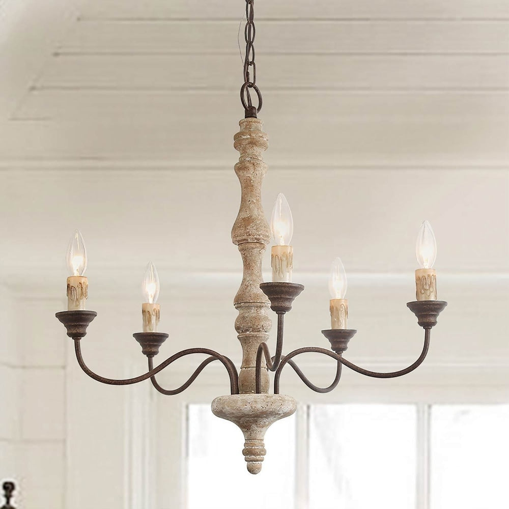 Rustic 5-Light Farmhouse Chandelier - Cueteks