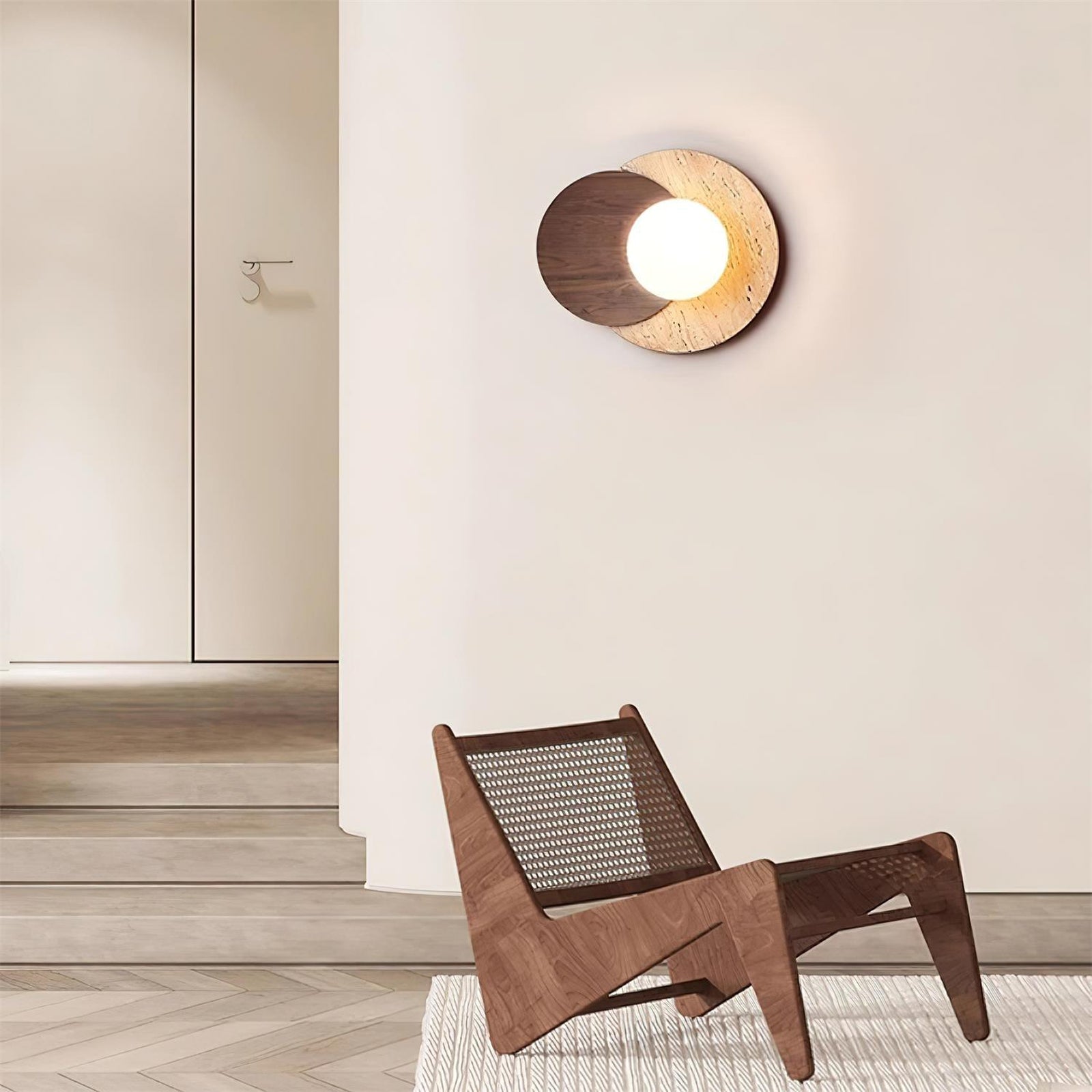 Partial Eclipse Wood & Stone Wall Light - Cueteks