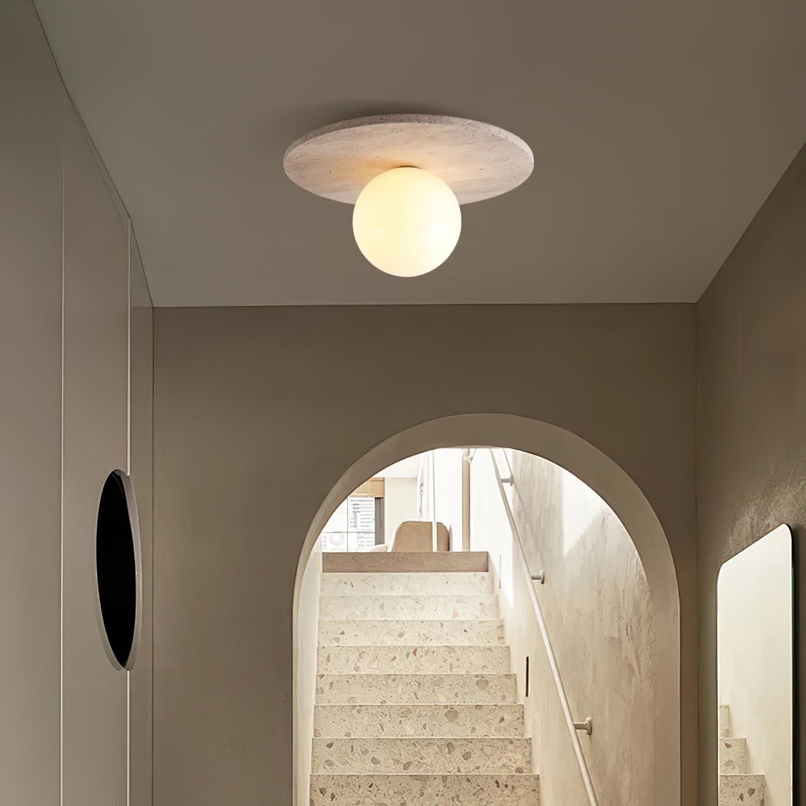 Minimalist Stone Disc Ceiling Light - Cueteks