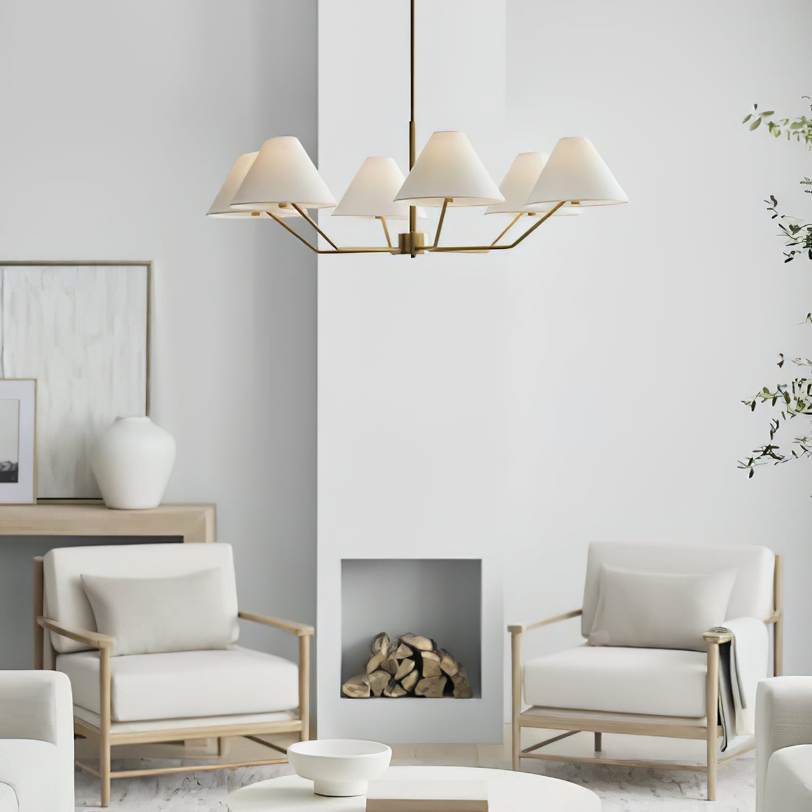 Minimalist Black Fabric Shade Chandelier - Cueteks