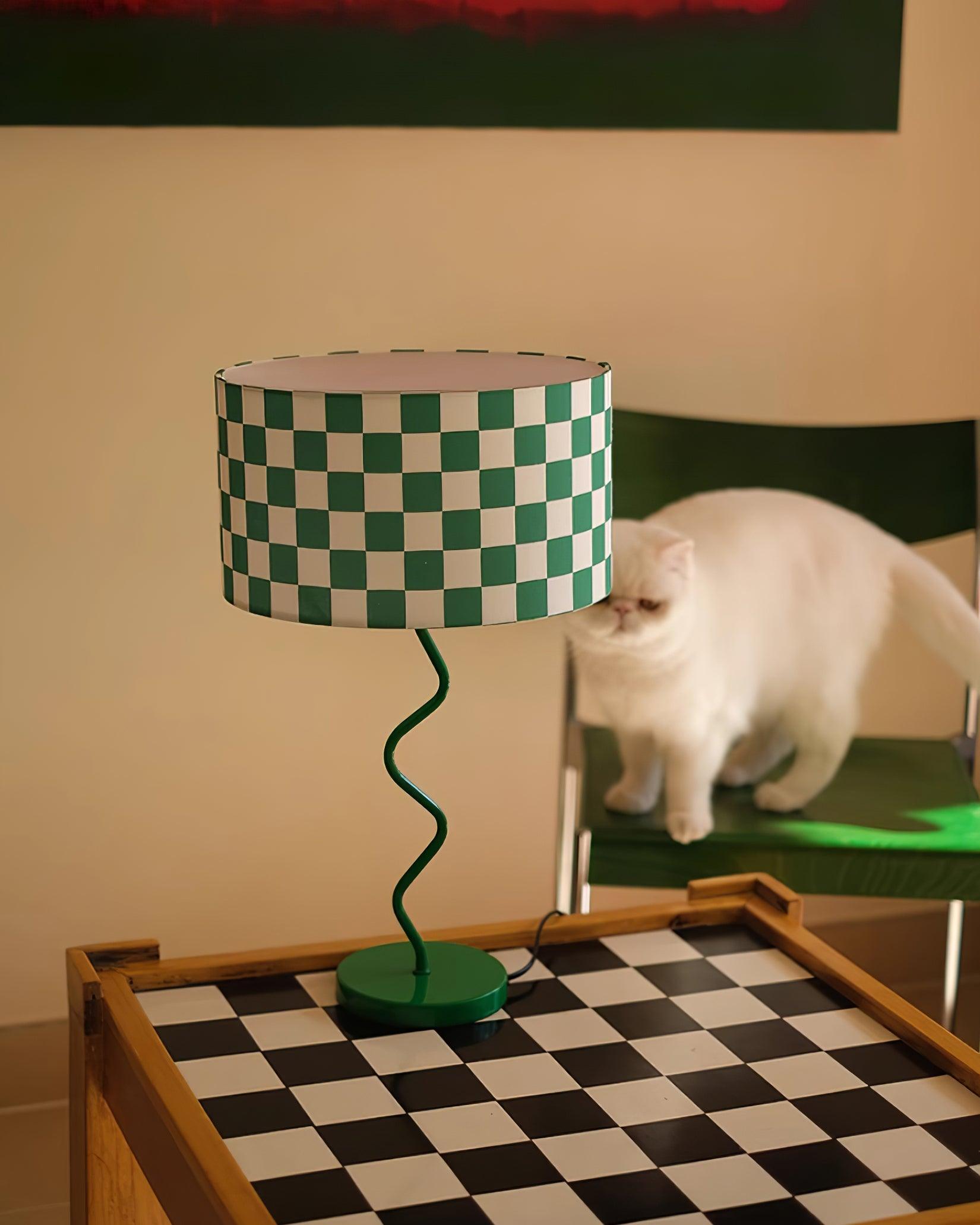 Green Grid Modern Table Lamp - Cueteks