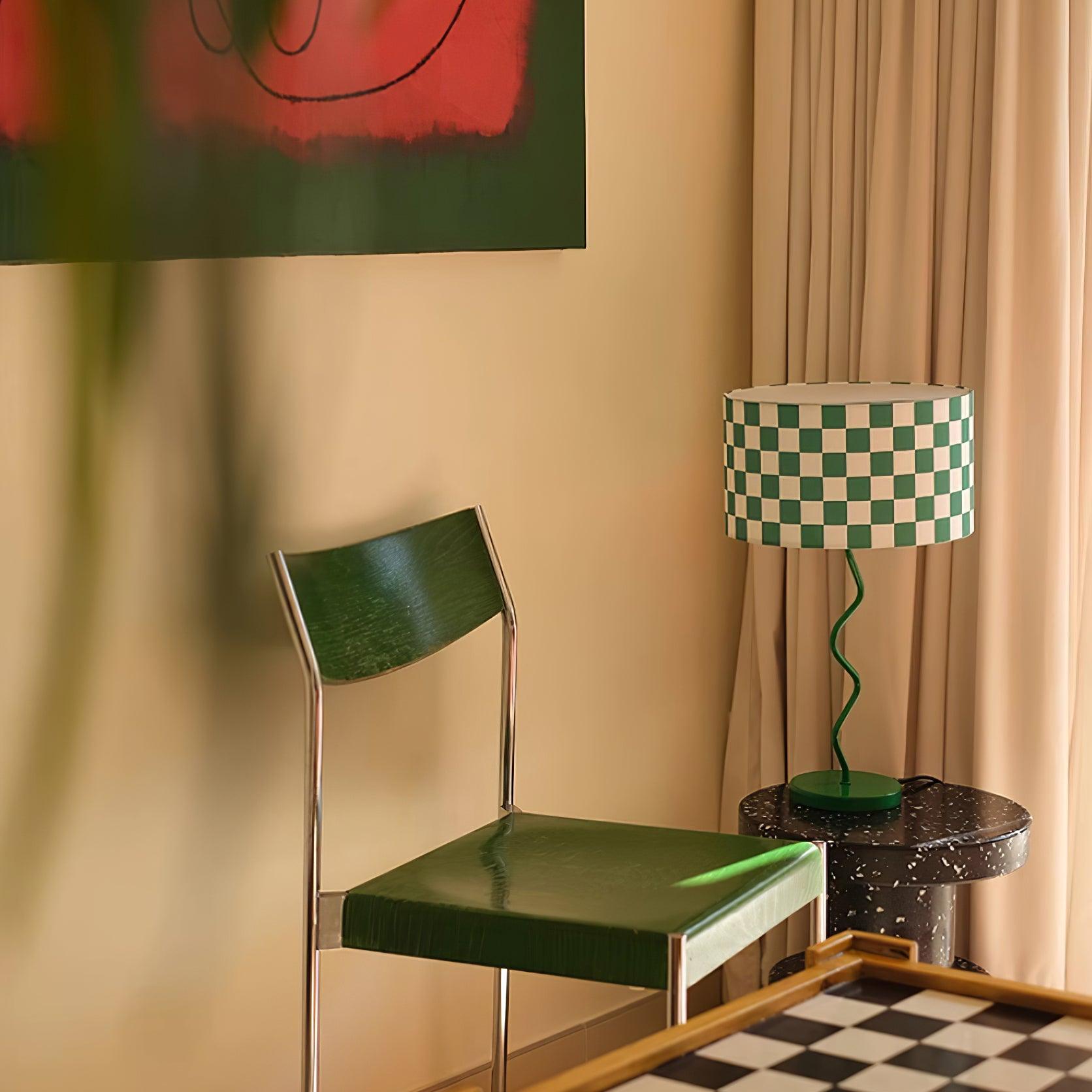 Green Grid Modern Table Lamp - Cueteks