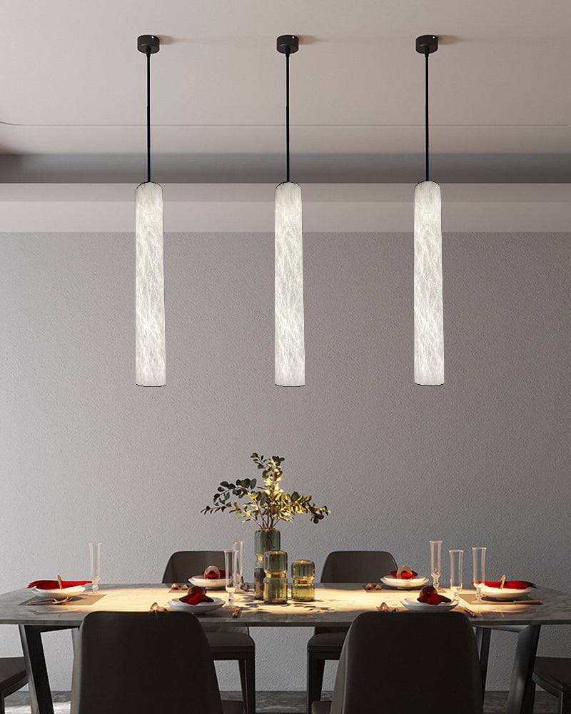 Slim Alabaster Cylinder Pendant Light - Cueteks