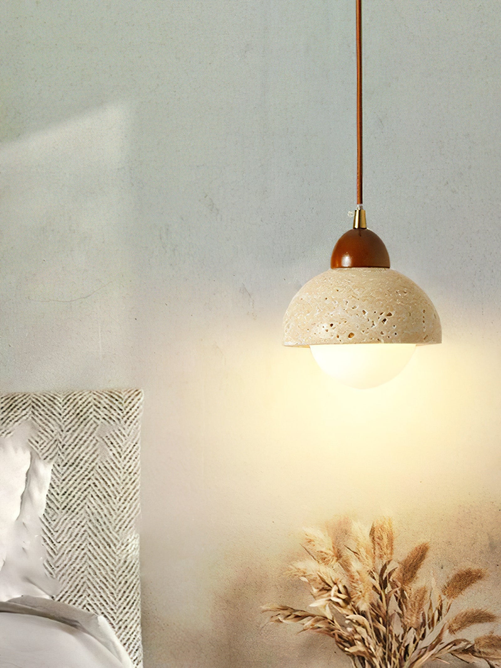 Wabi-Sabi Textured Stone Pendant Light - Cueteks