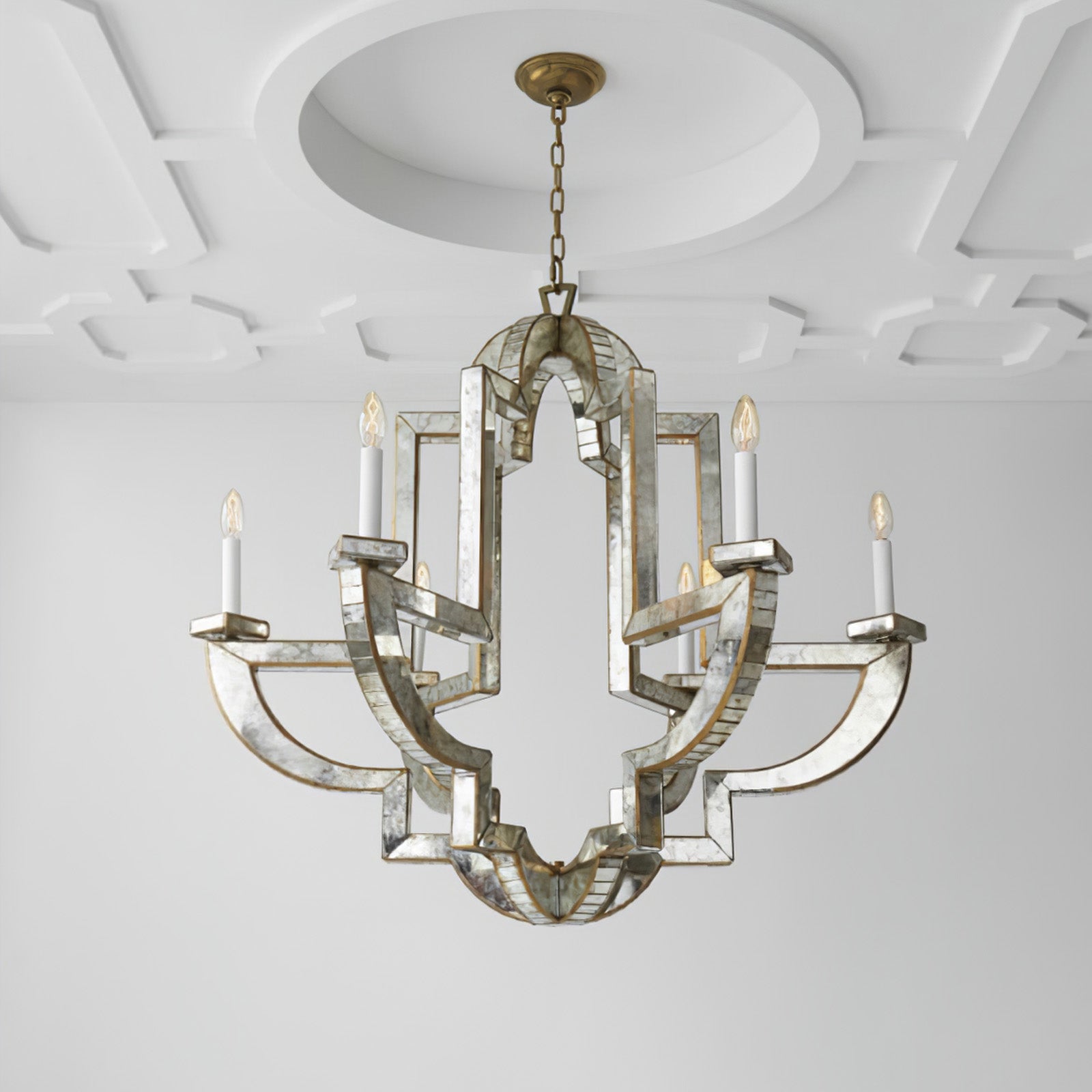 Art Deco Mirrored Candle Chandelier - Cueteks