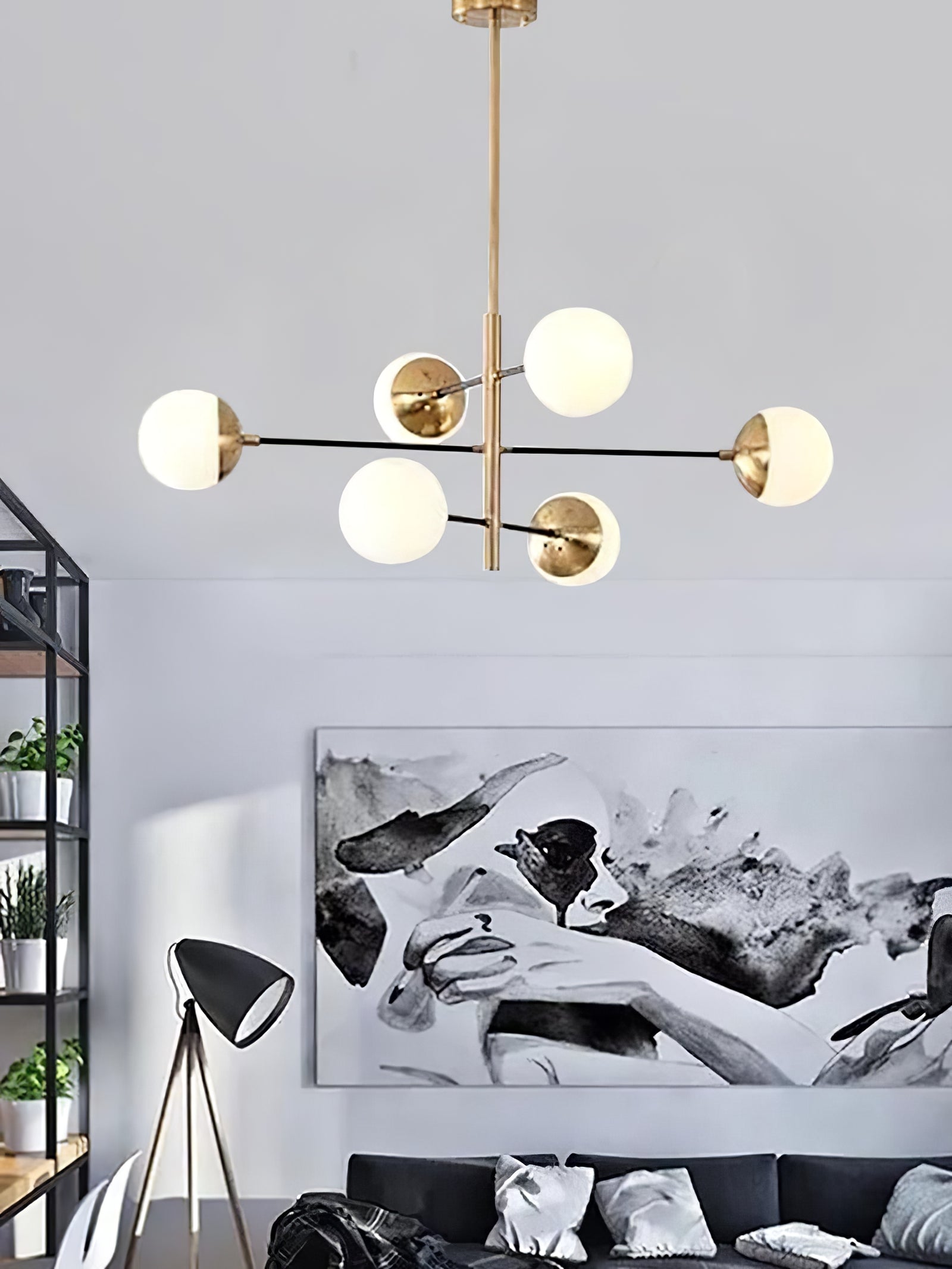 10-Globe Modern Brass Chandelier - Cueteks