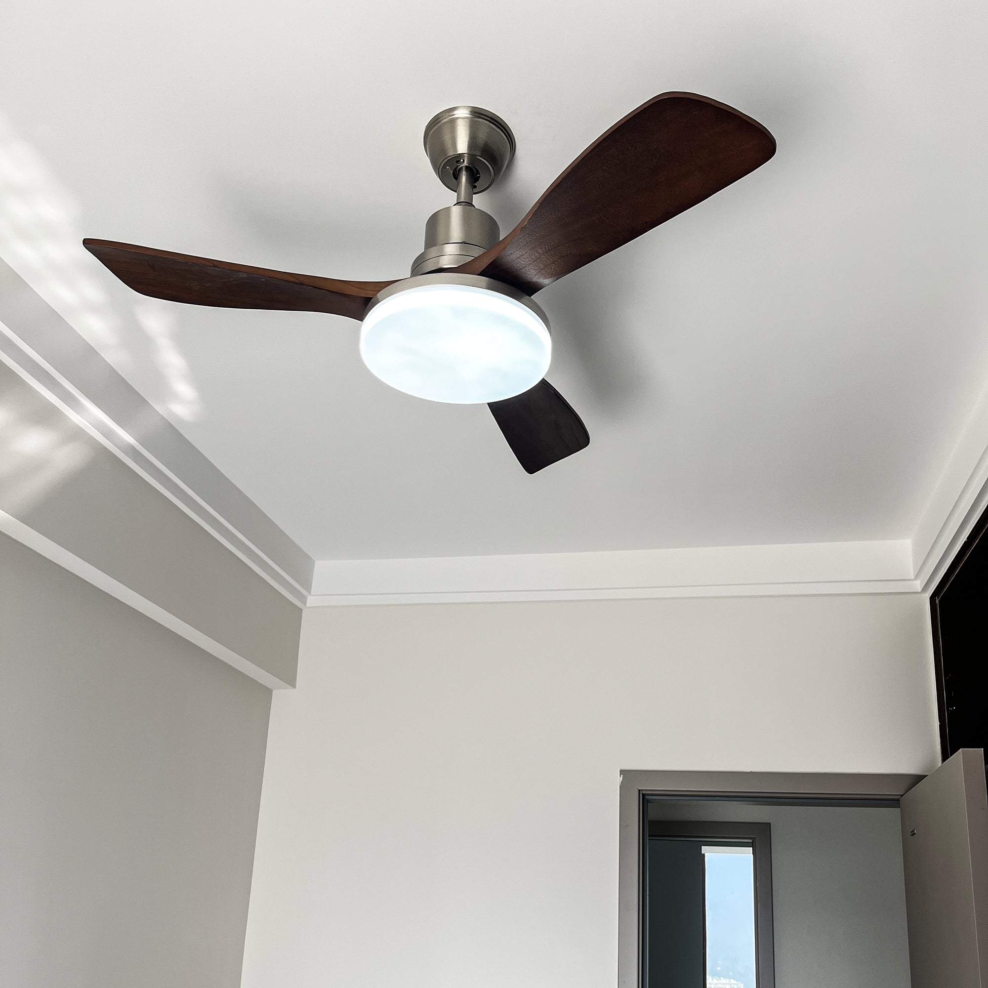 Solid Wood Three-Leaf Fan Lamp - Cueteks
