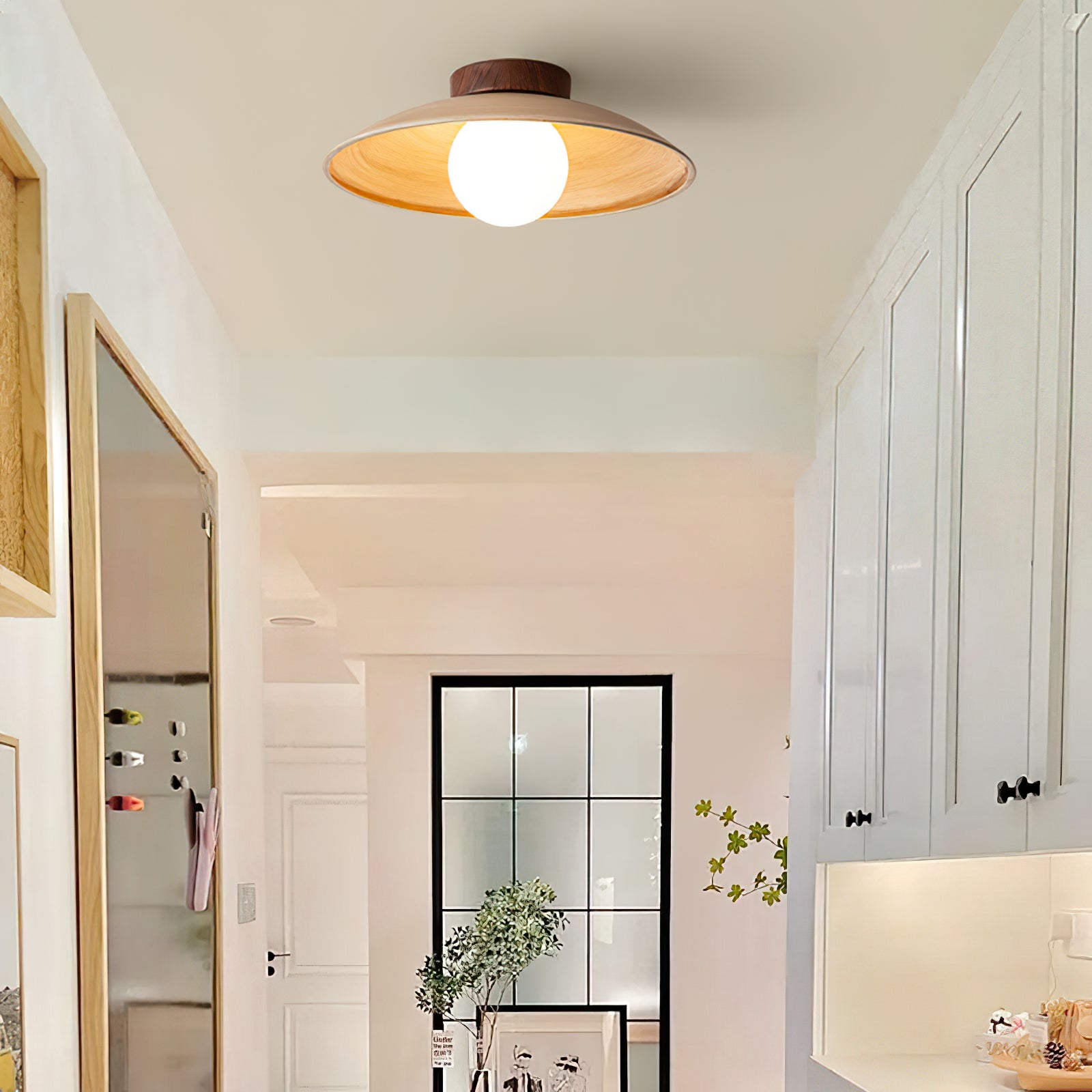 Vintage Wood Dome Ceiling Light - Cueteks