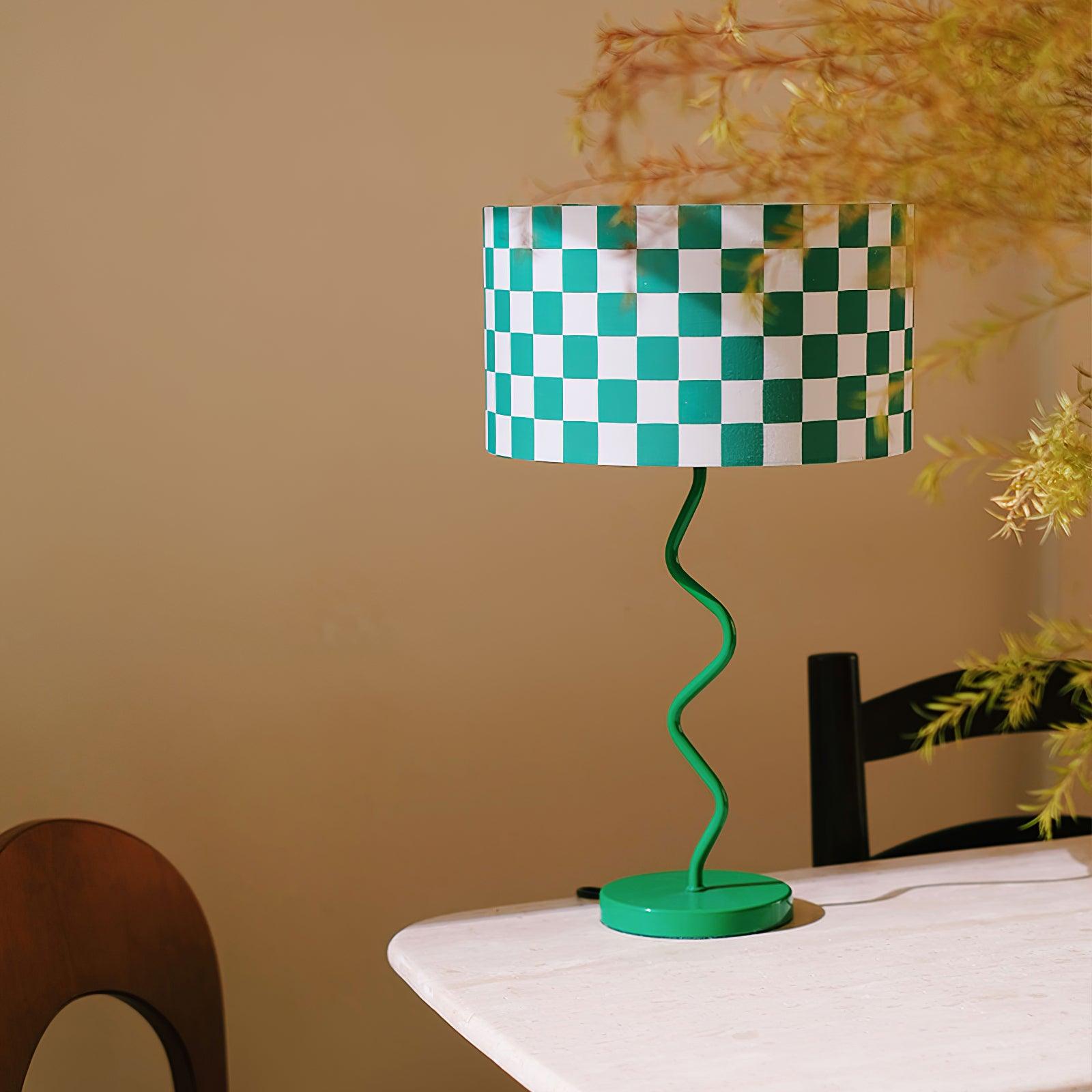 Green Grid Modern Table Lamp - Cueteks