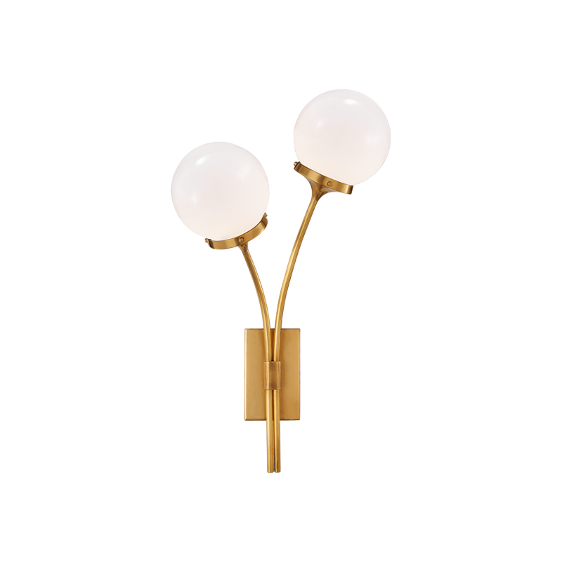 Antique Brass White Glass Left sconce
