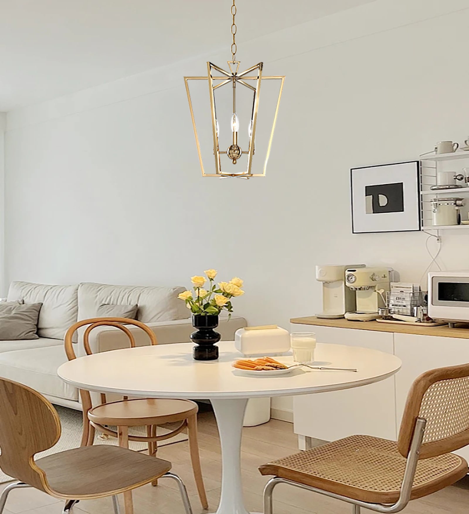 Frame gold cage chandelier - Cueteks