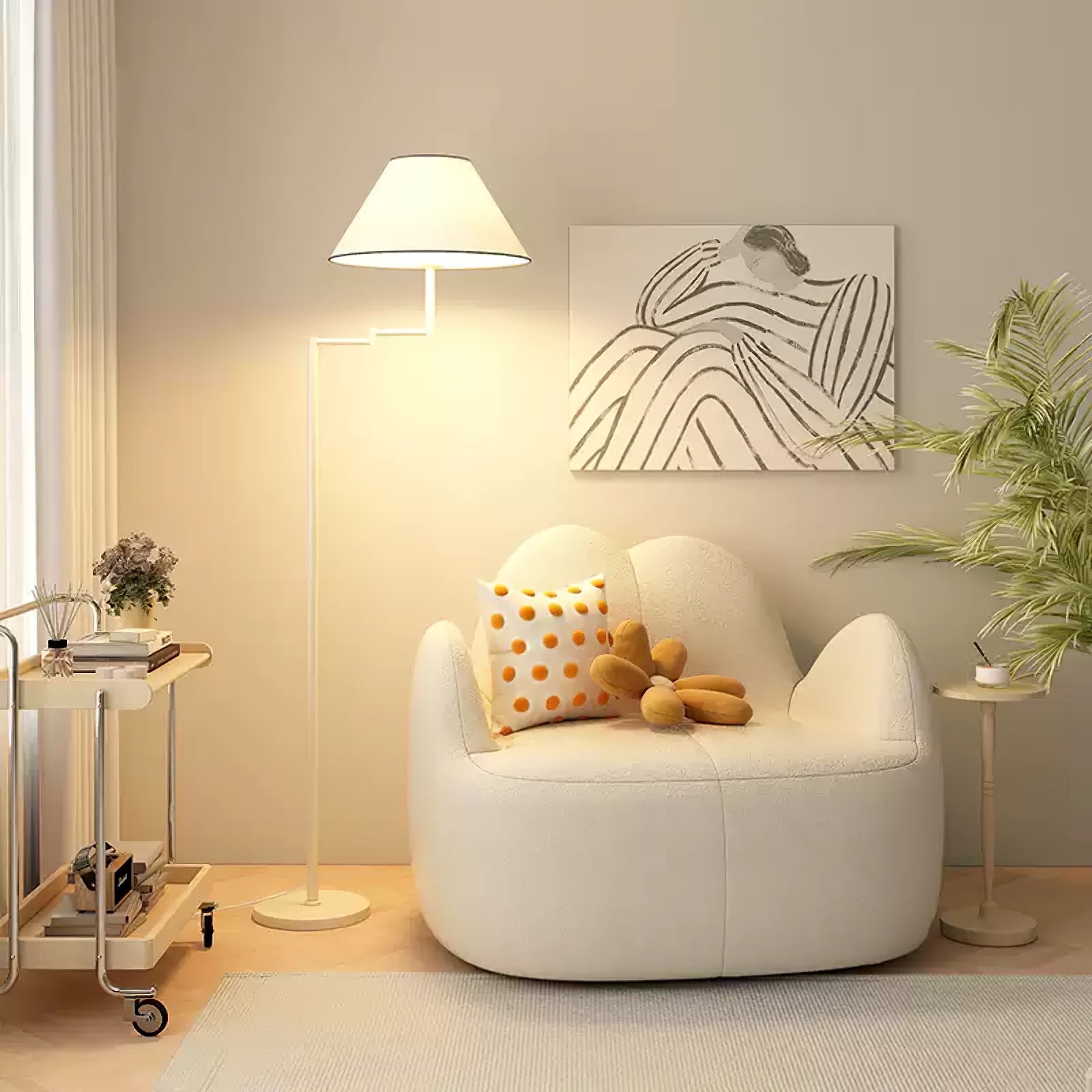 Contemporary Chrome Swing Arm Floor Lamp - Cueteks