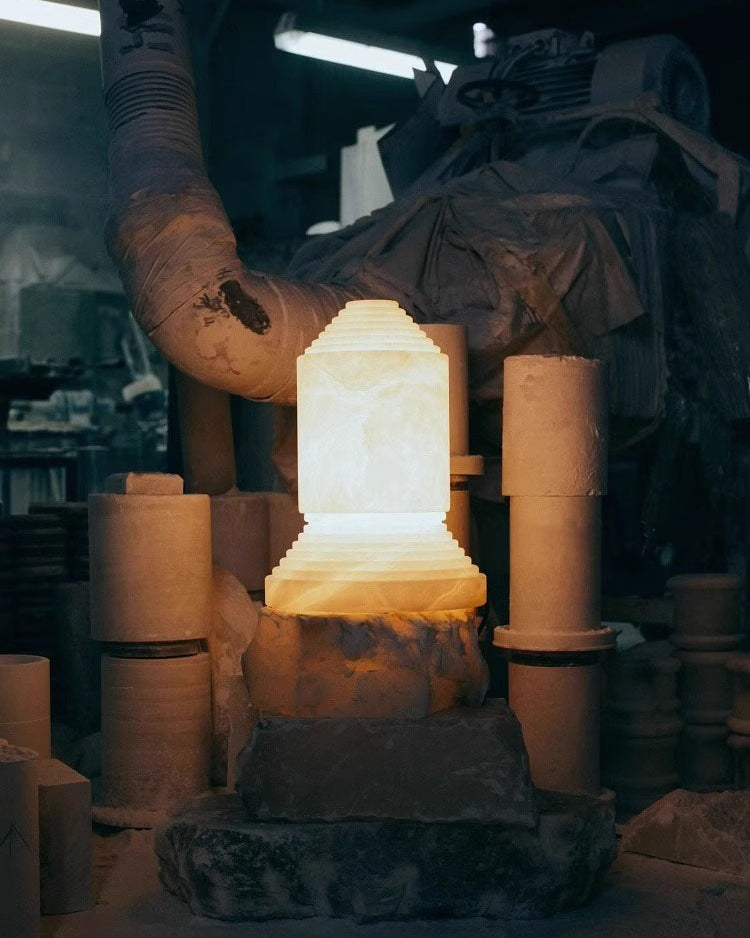 Alabaster Pyramid Table Light - Cueteks