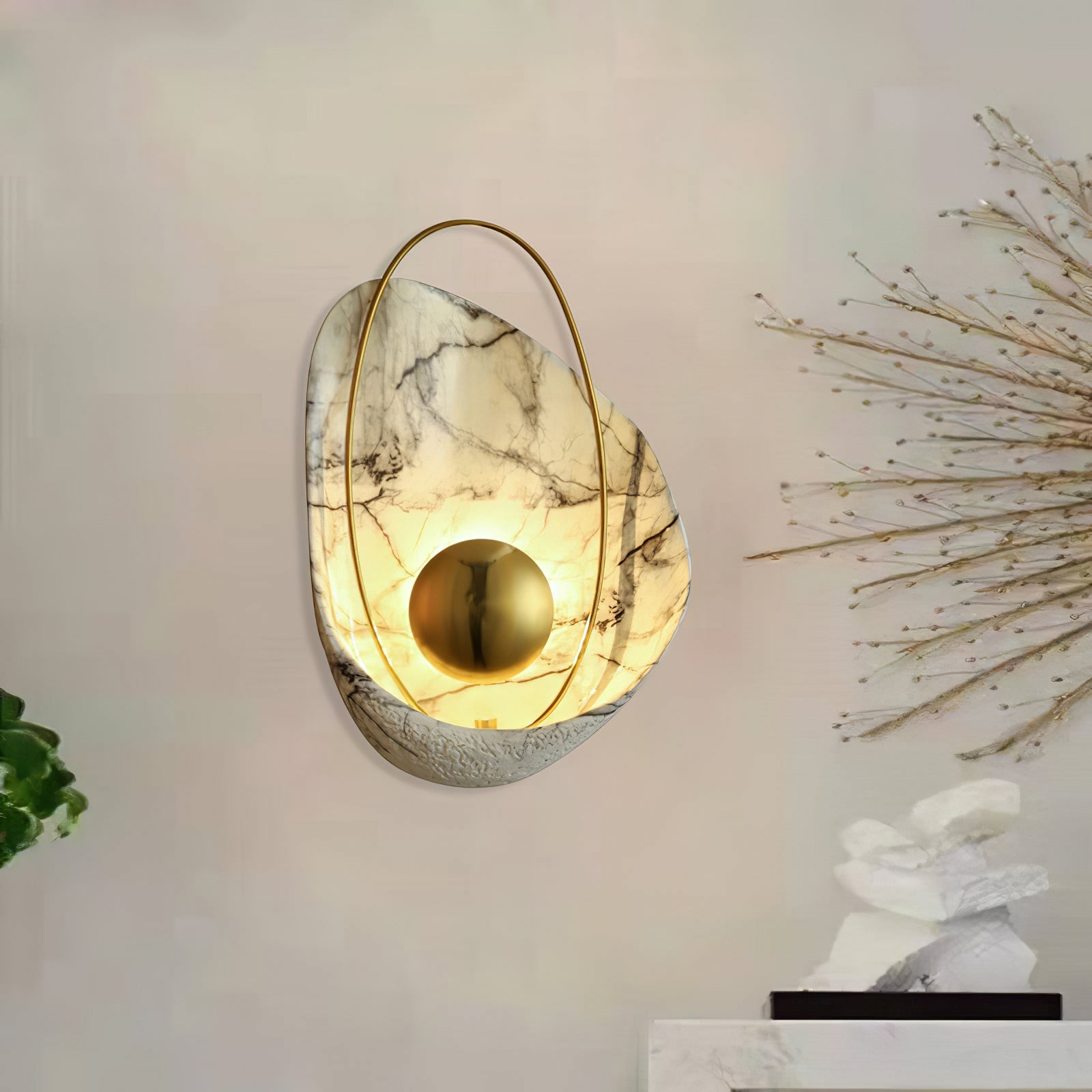 Artisan Shell Marble Wall Sconce - Cueteks