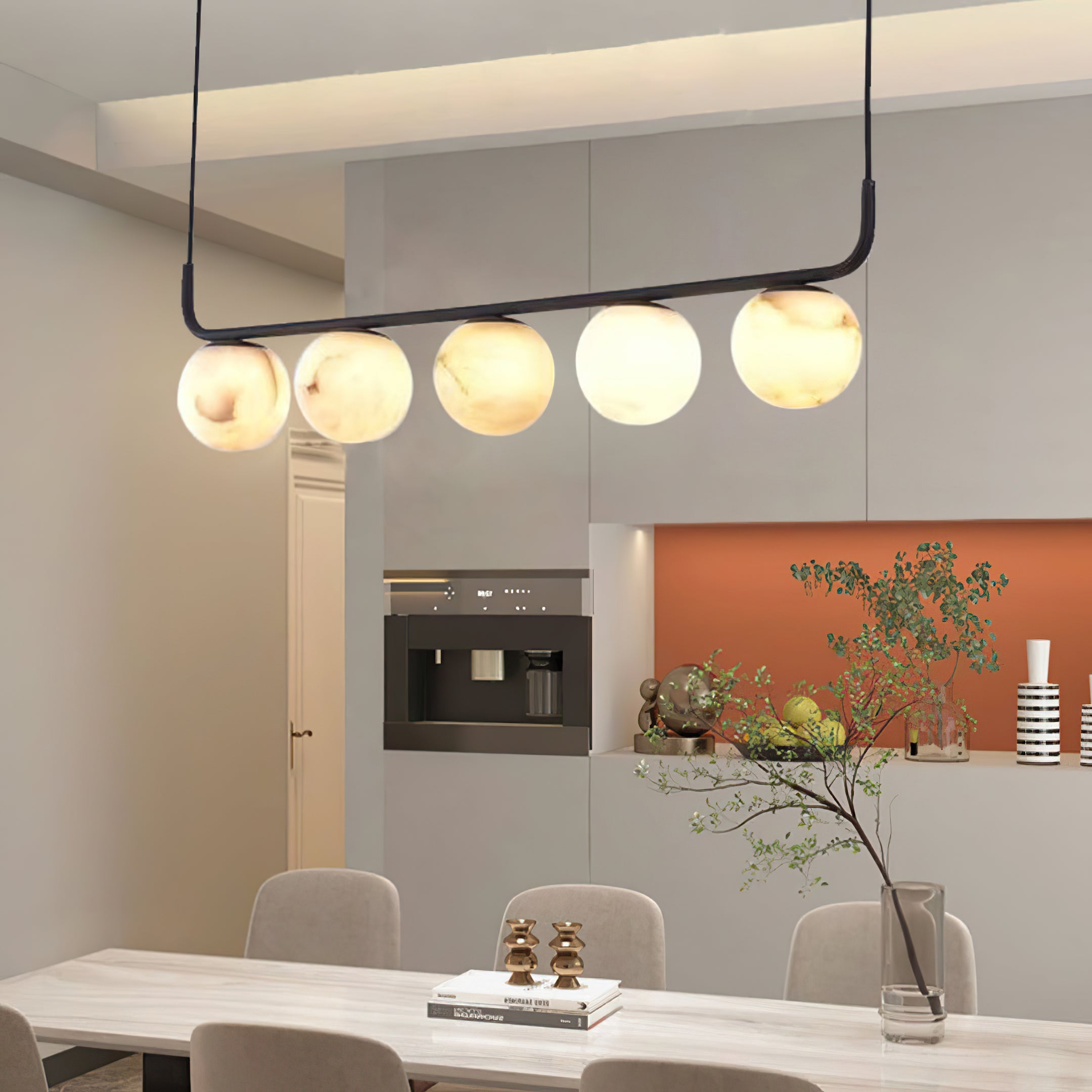 Tribeca Rohr 5 Alabaster Pendant Lamp - Cueteks