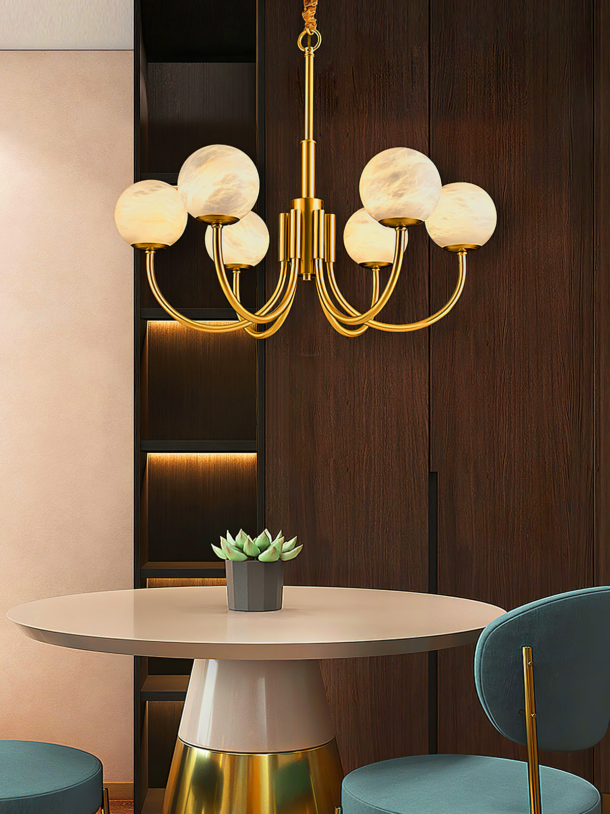 Aurelian Alabaster Globe Chandelier - Cueteks
