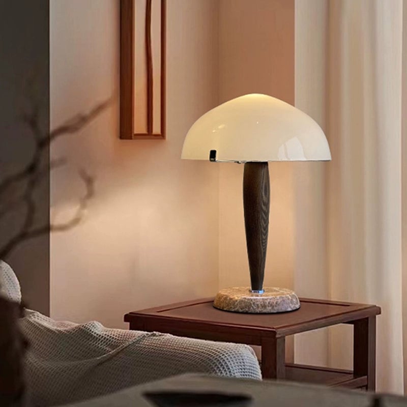 Scandi Walnut Dome Table Lamp - Cueteks