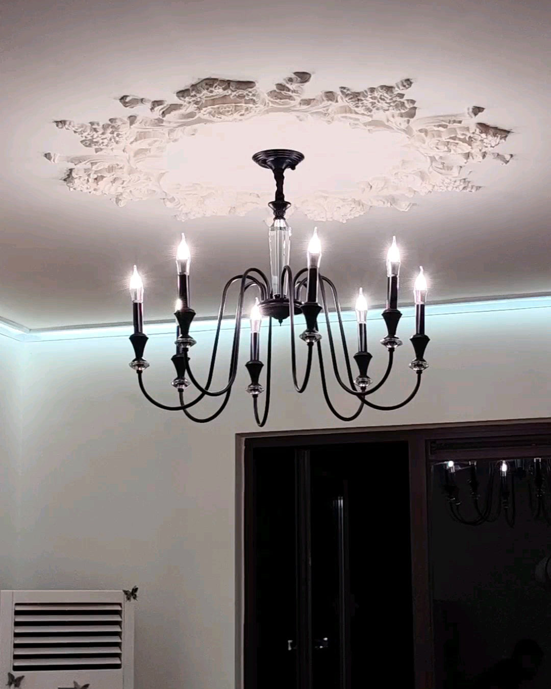 Vintage Iron Scroll Chandelier - Cueteks