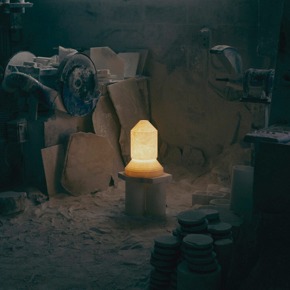 Alabaster Pyramid Table Light - Cueteks