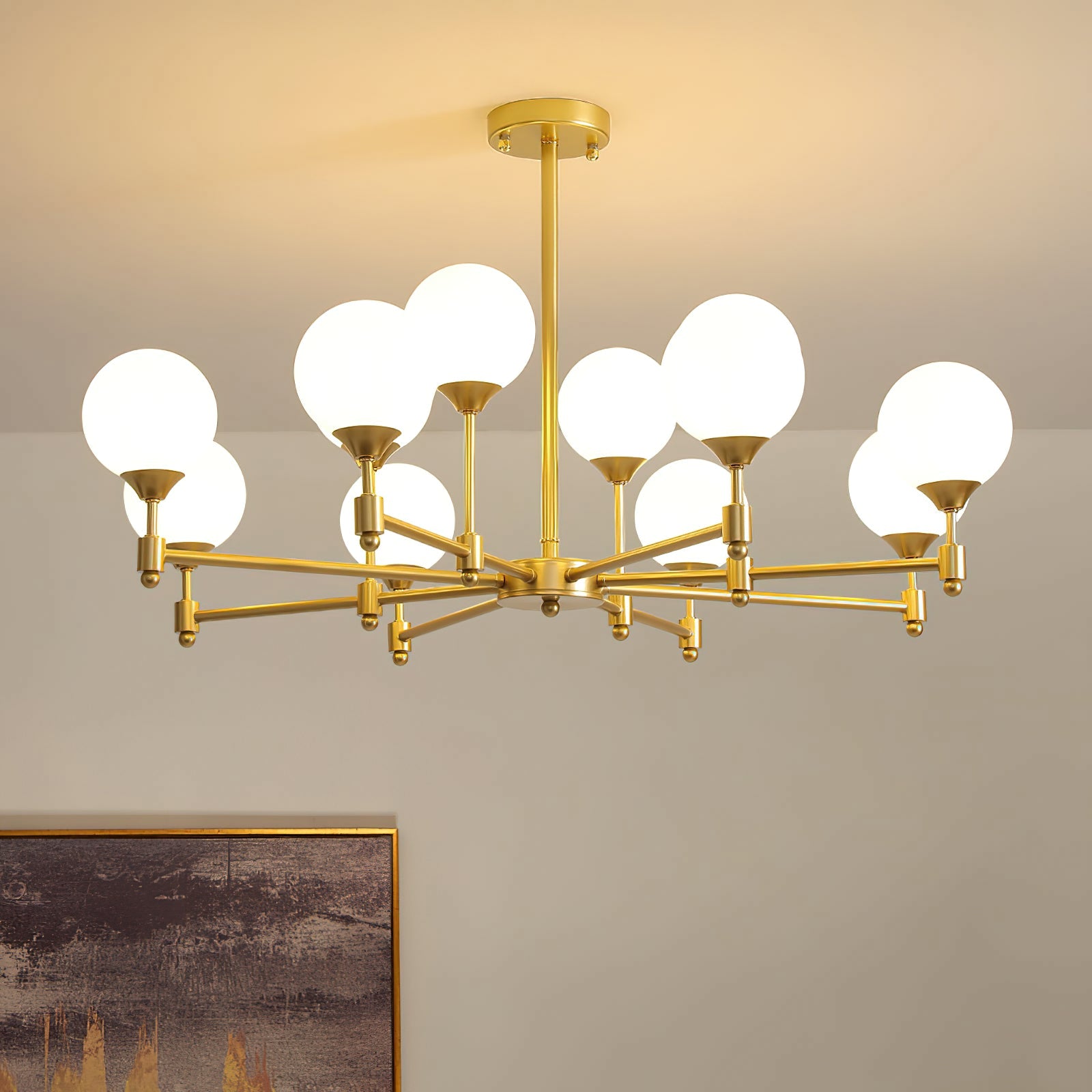 Brass Globe Mid-Century Modern Chandelier - Cueteks