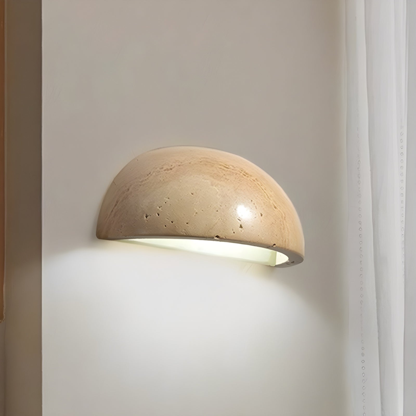 Mid-Century Semi-Circle Stone Wall Lamp - Cueteks