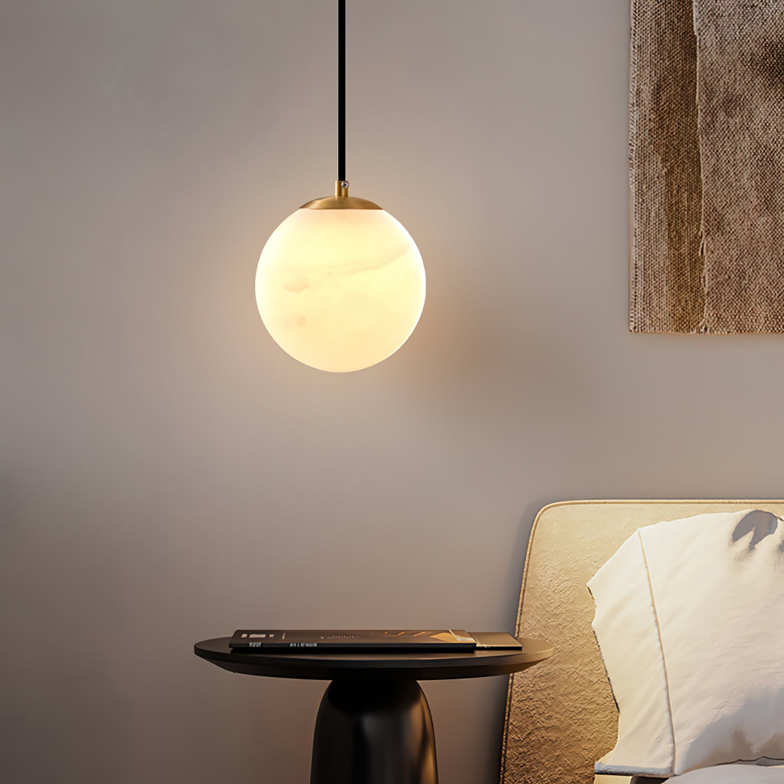 Amber Alabaster Globe Pendant Light - Cueteks