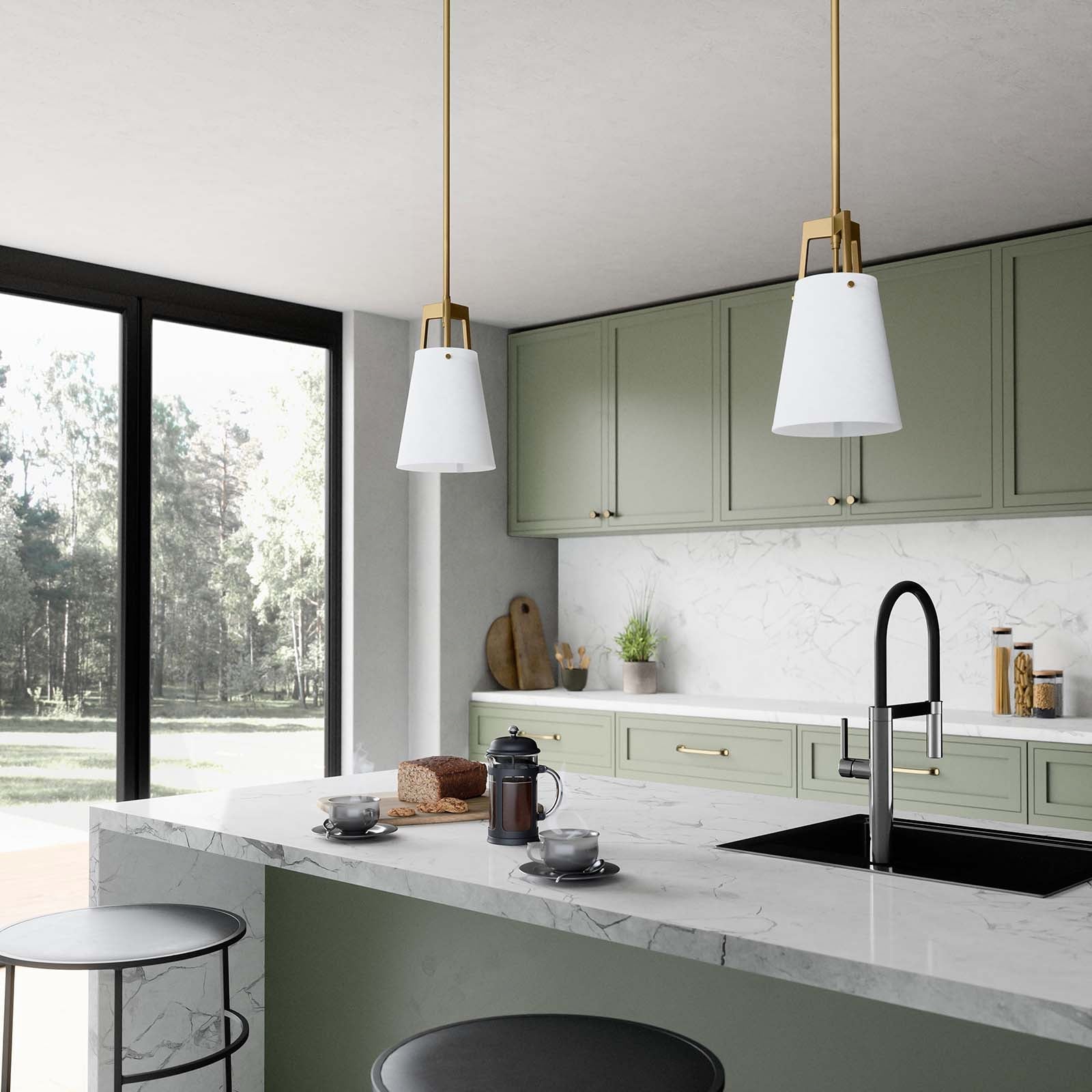 Modern Fabric Shade Corniche Pendant Lamp - Cueteks