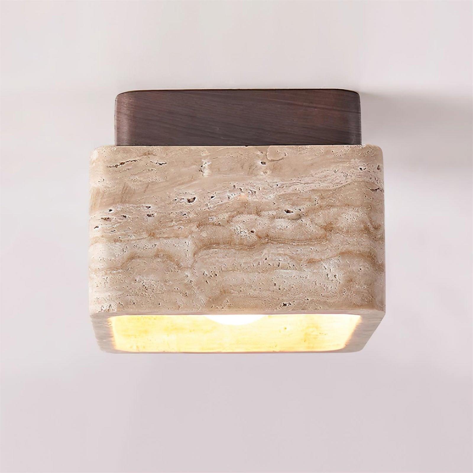 Square Travertine Flush Mount Ceiling Light - Cueteks