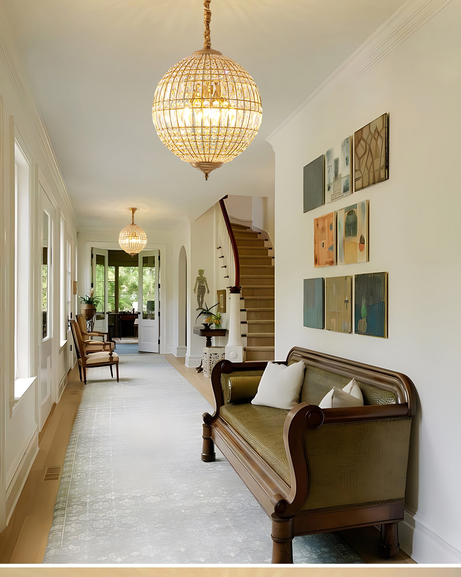Vintage style crystal ball Pendant Light - Cueteks