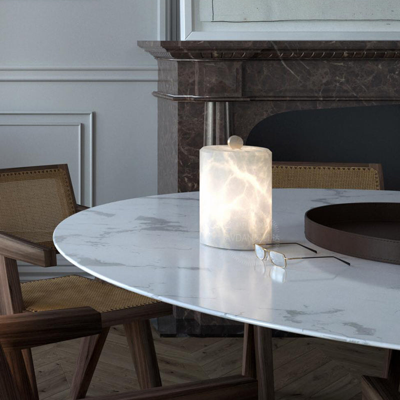 Cylindrical Alabaster Table Lamp - Cueteks